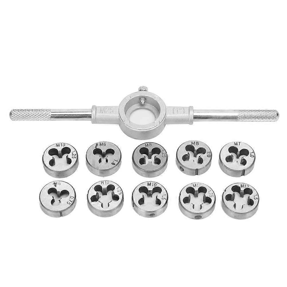 Screw Tapping Die Set, Cutting Hand Tool Kit, Hardware Tool, Includes: Screw Dies, 25mm Wrench, for Thread Processing