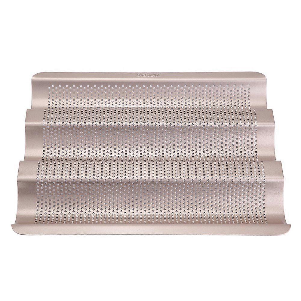 French Bread Pan Perforated Non Stick Bake Tray Heat Conduction 10 Inch