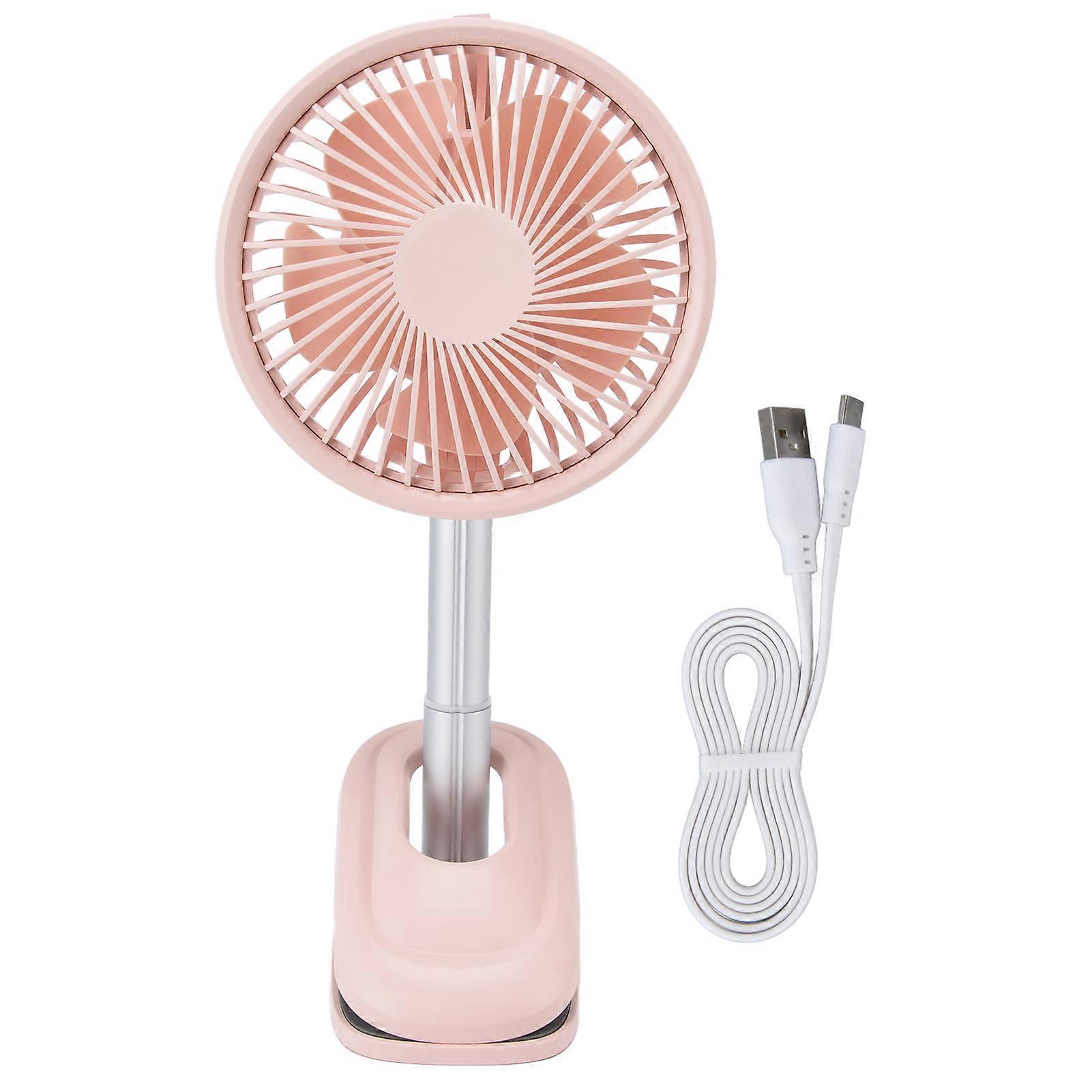 Pink Clip-On USB Desk Fan with 360° Swivel, 3 Speeds & Sturdy Clamp