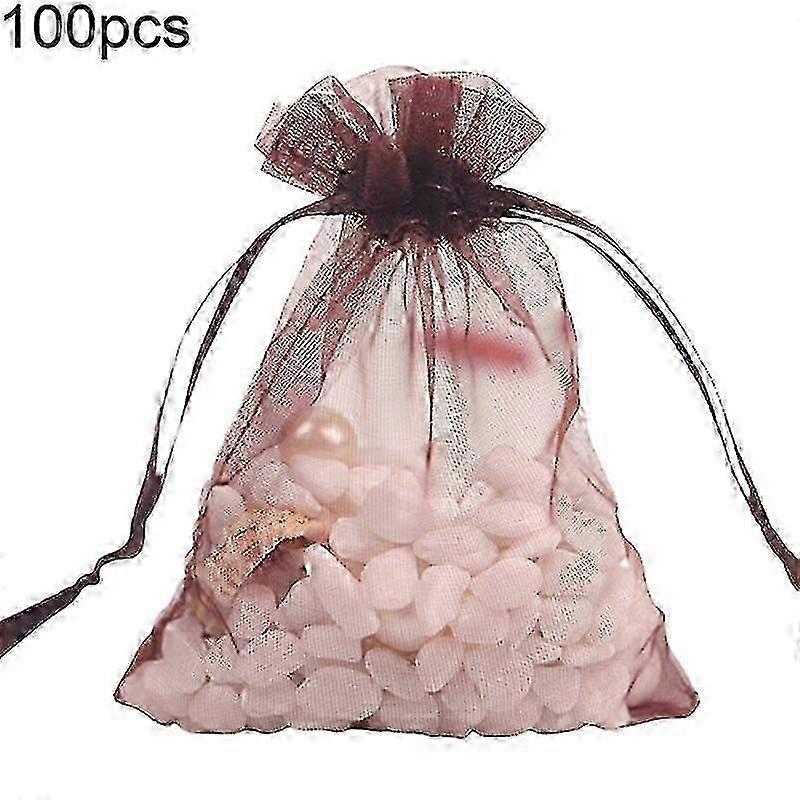 100pcs Solid Color Yarn Gift Bag Wedding Candy Lucky Pouch Storage Container