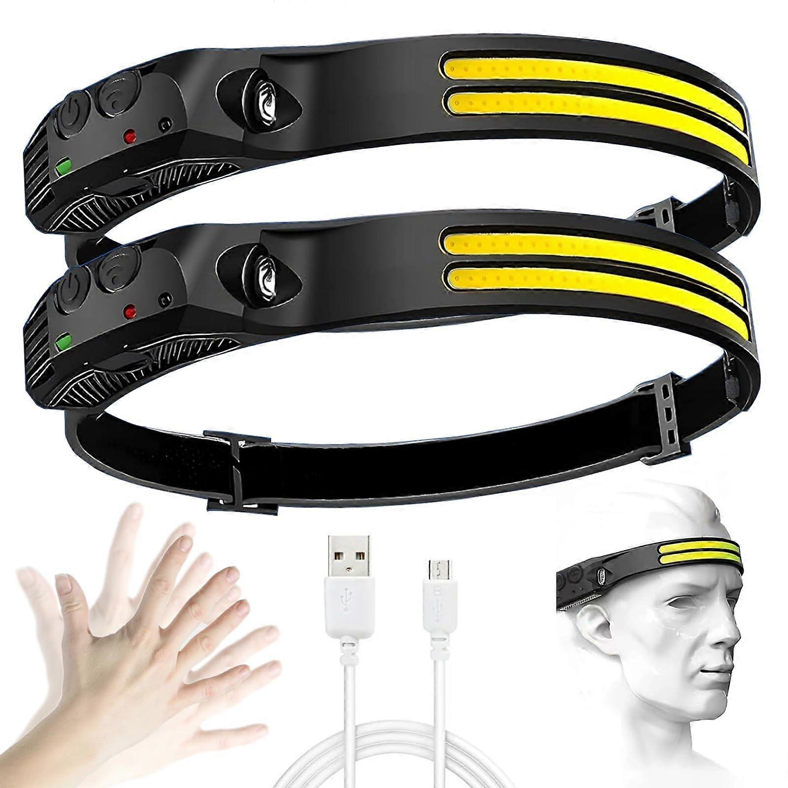 LED headlamp Dual Light Strip Design, Brighter, 230° Wide Beam Head Lamp