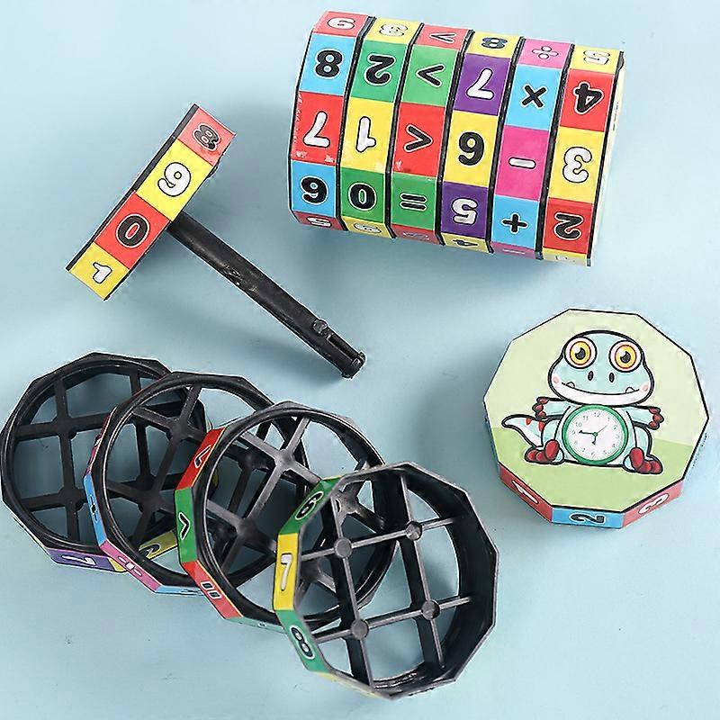 2pcs Puzzle Early Education Arithmetic Addition Subtraction Multiplication Division Removable Cylindrical Number Cube