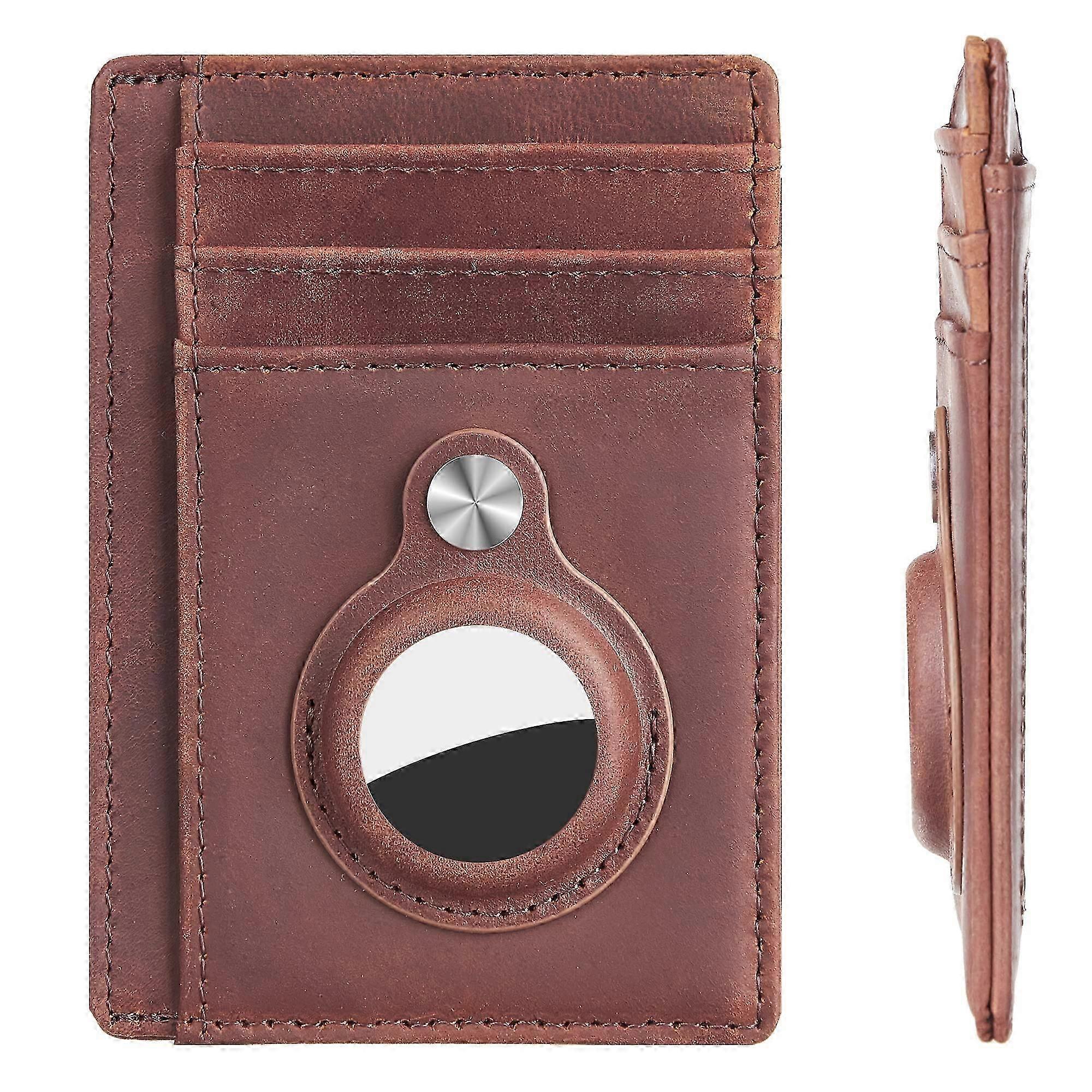 Slim Simple Front Pocket Wallet with Built-in AirTag Case Holder