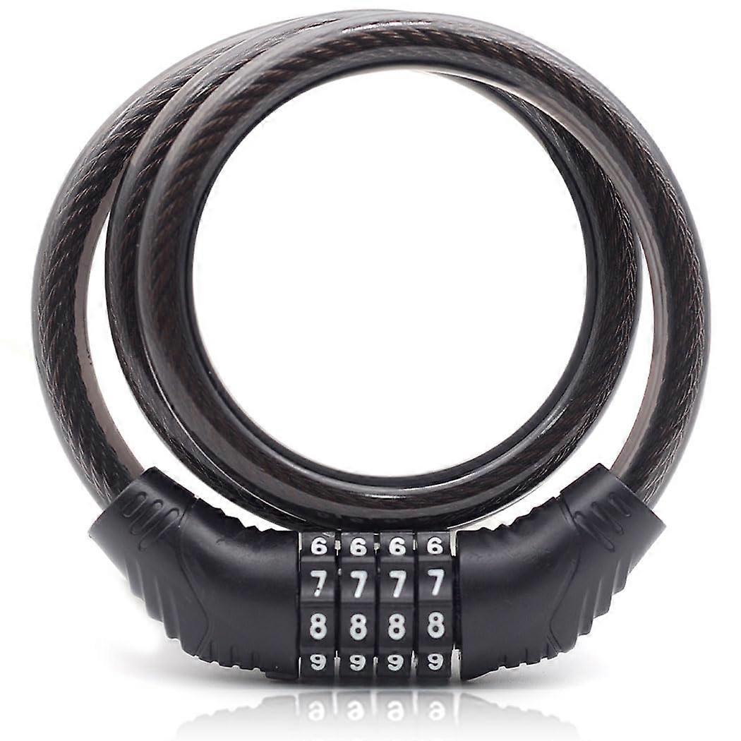 Bike Lock Cable 30-Inch, 4-Digit Resettable Combination Lock, Black
