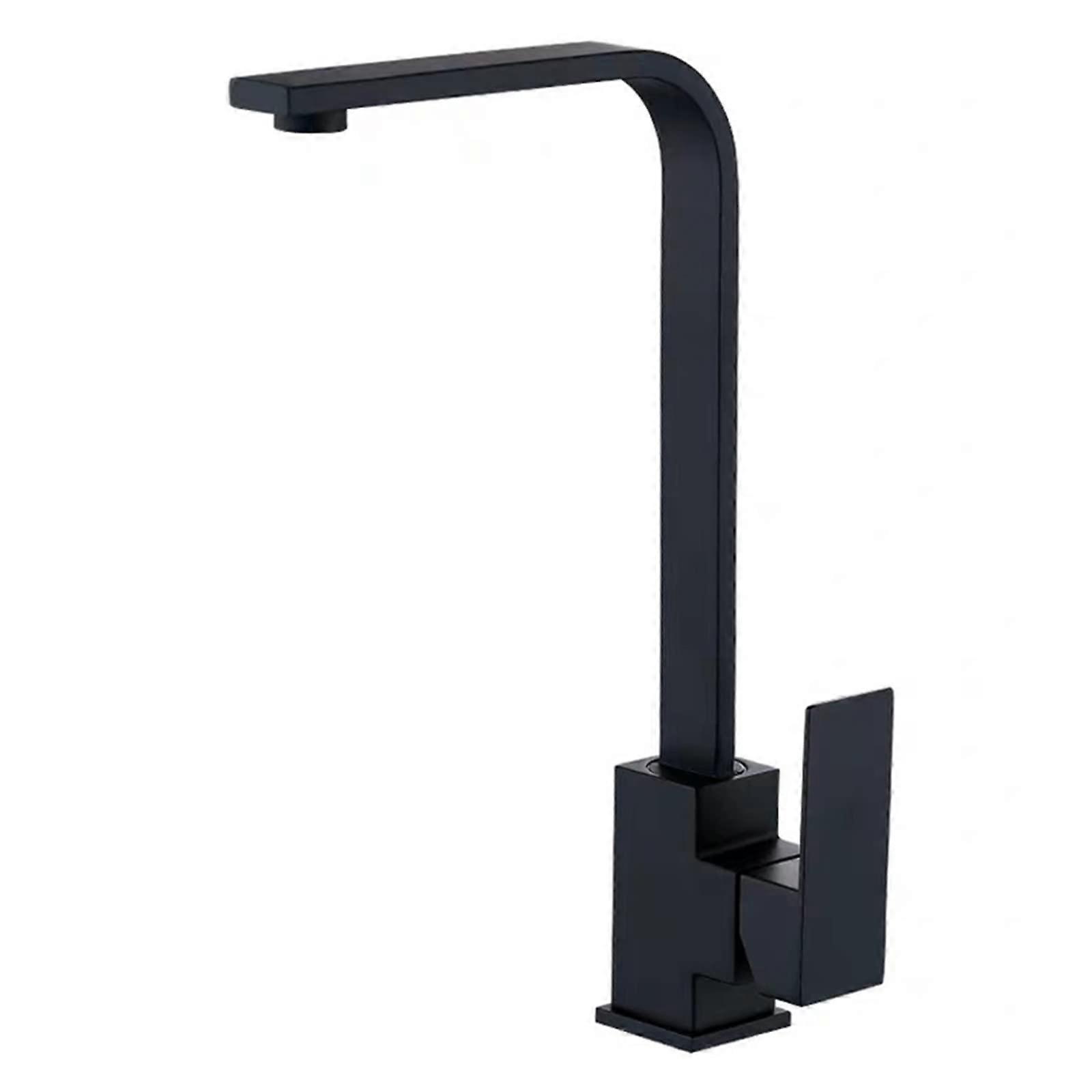 360 Degree Rotation Matte Black Kitchen Faucets Deck Mounted Hot and Cold Water Mixer Spout Single Handle Water Taps(Matte Black)