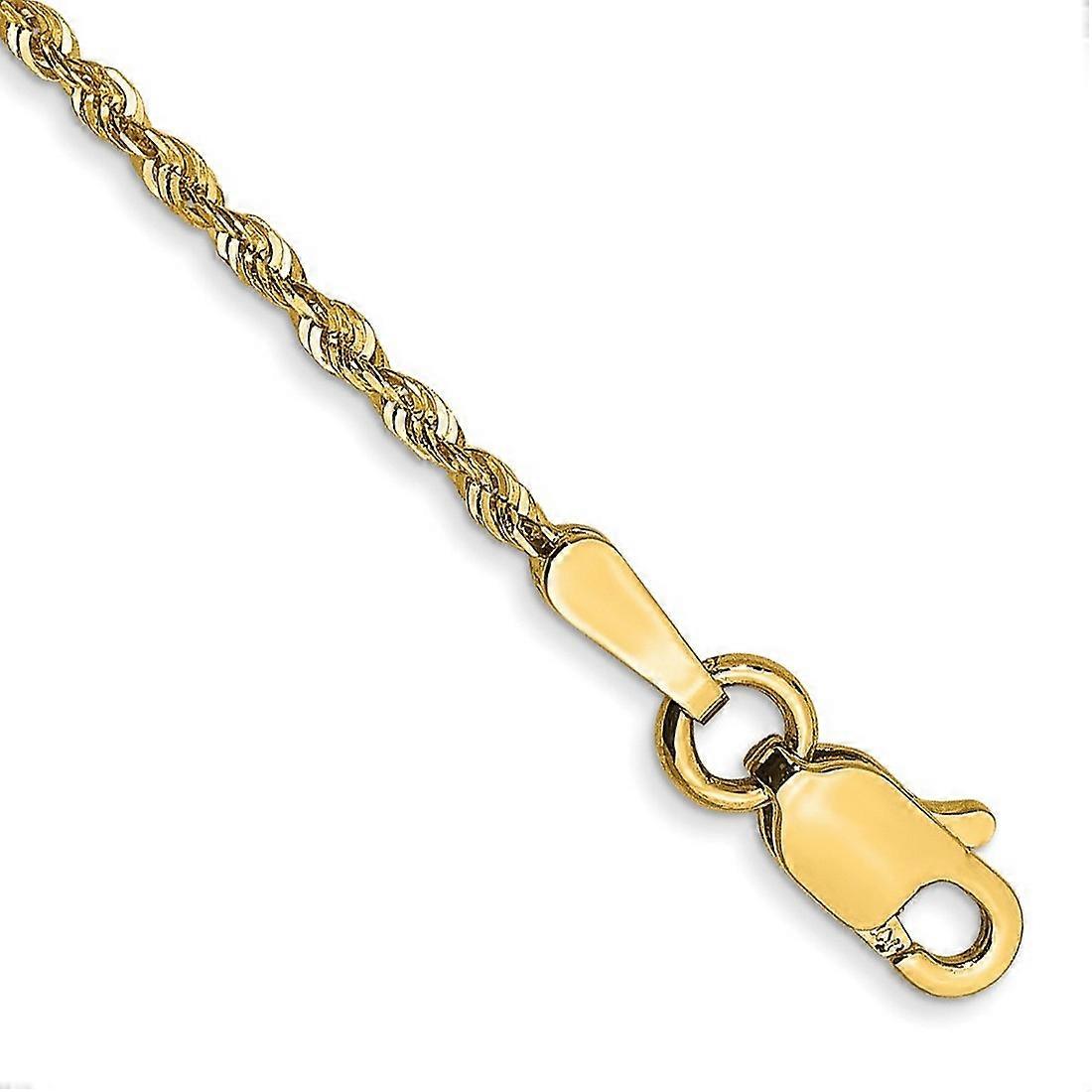14k Yellow Gold Solid Lightweight Lobster Claw Closure 1.5mm Sparkle Cut Extra Lite Rope Chain Ankle Bracelet Anklet for