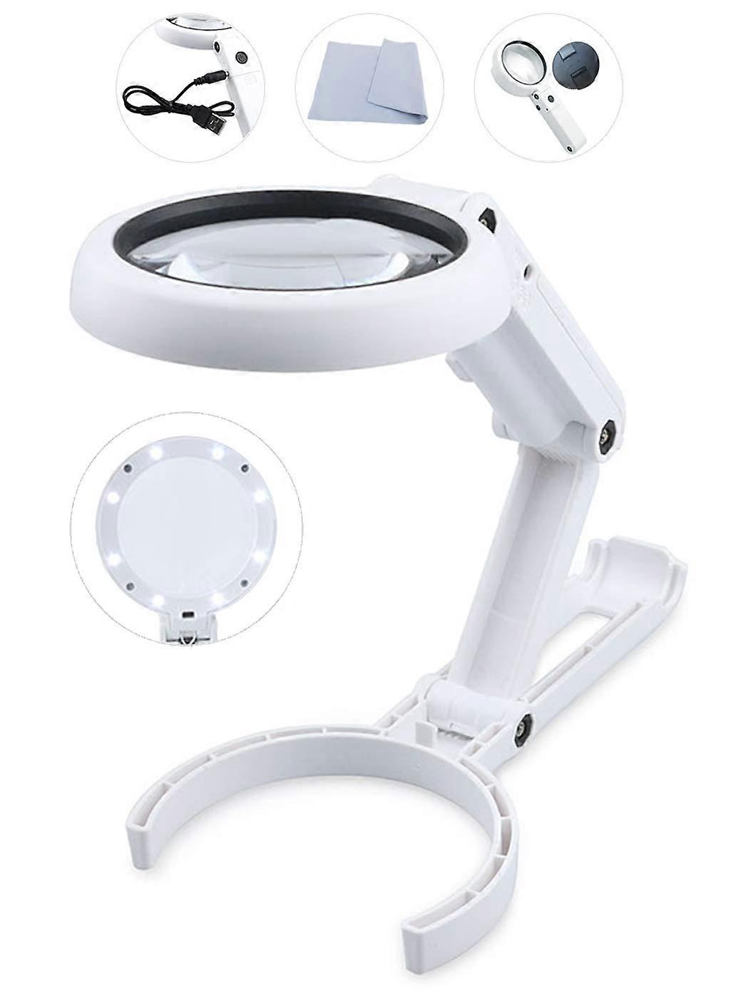 Magnifying Glass with Lights,Adjustable Standing Handheld,3.5X10X Base, Dual Magnification Lens