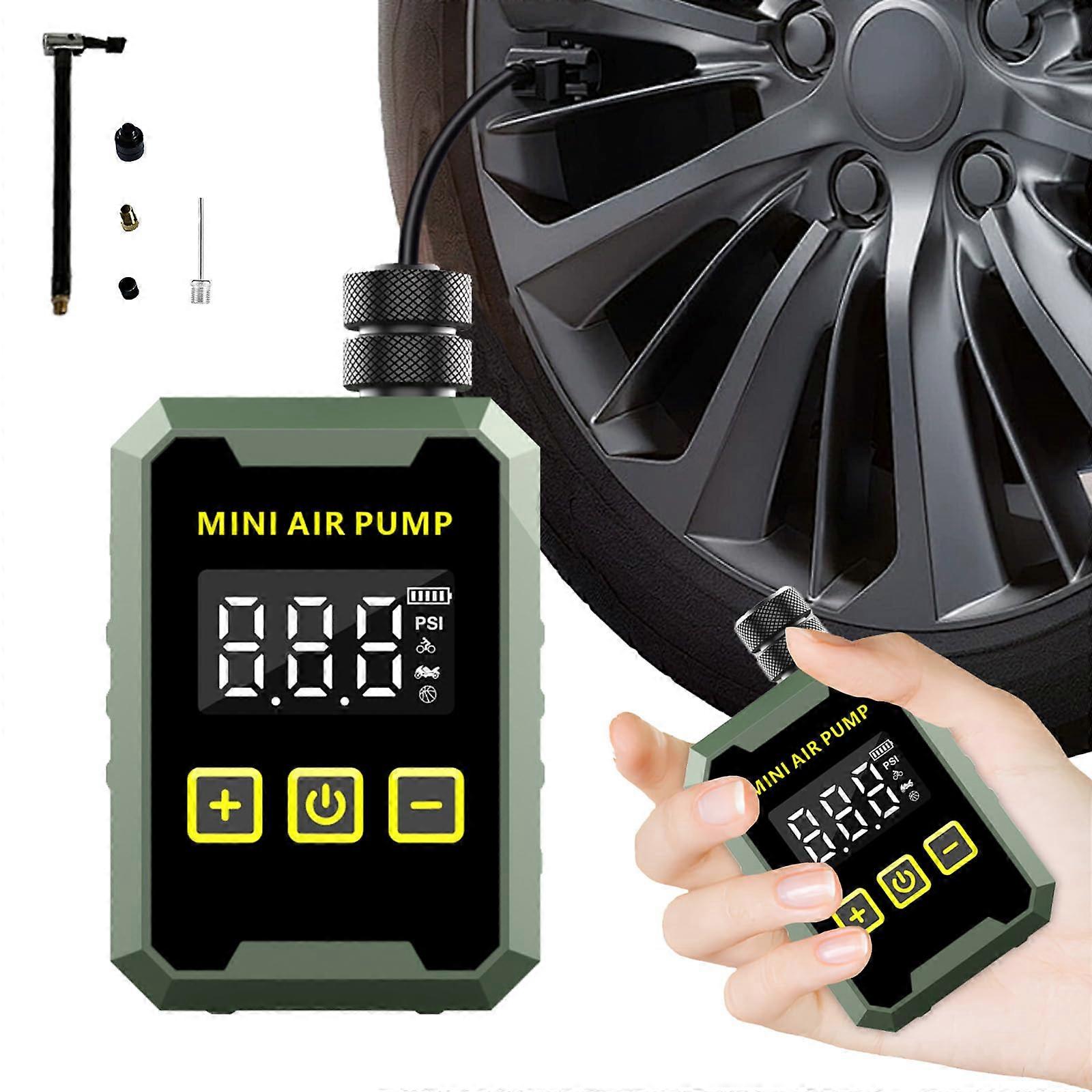 Mini Bike Pump with LCD Gauge, 150PSI Rechargeable Tire Inflator, Auto - shutoff