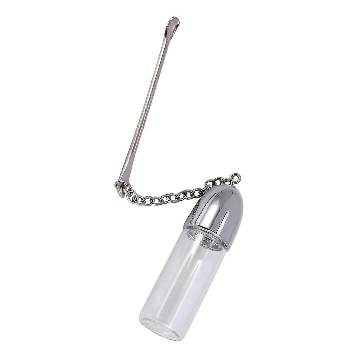 Glass Empty Snuff Bottle with Metal Spoon Screw Cap Container Sniffer