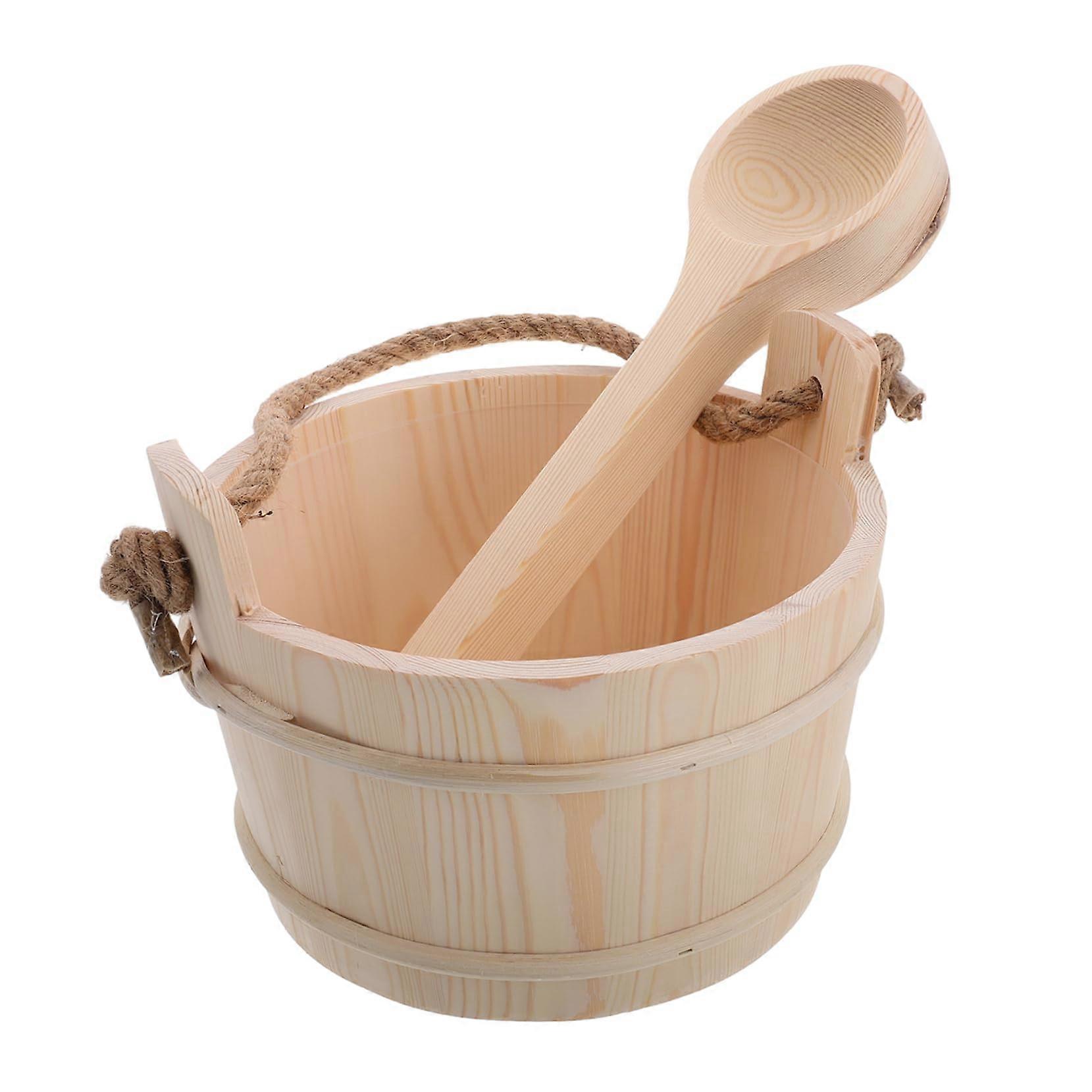 Wooden Sauna Accessories Kit Wooden Bucket and Ladle Set for Steam Sauna Room Water Pouring Tool for Enhanced Steam Experience and Relaxation