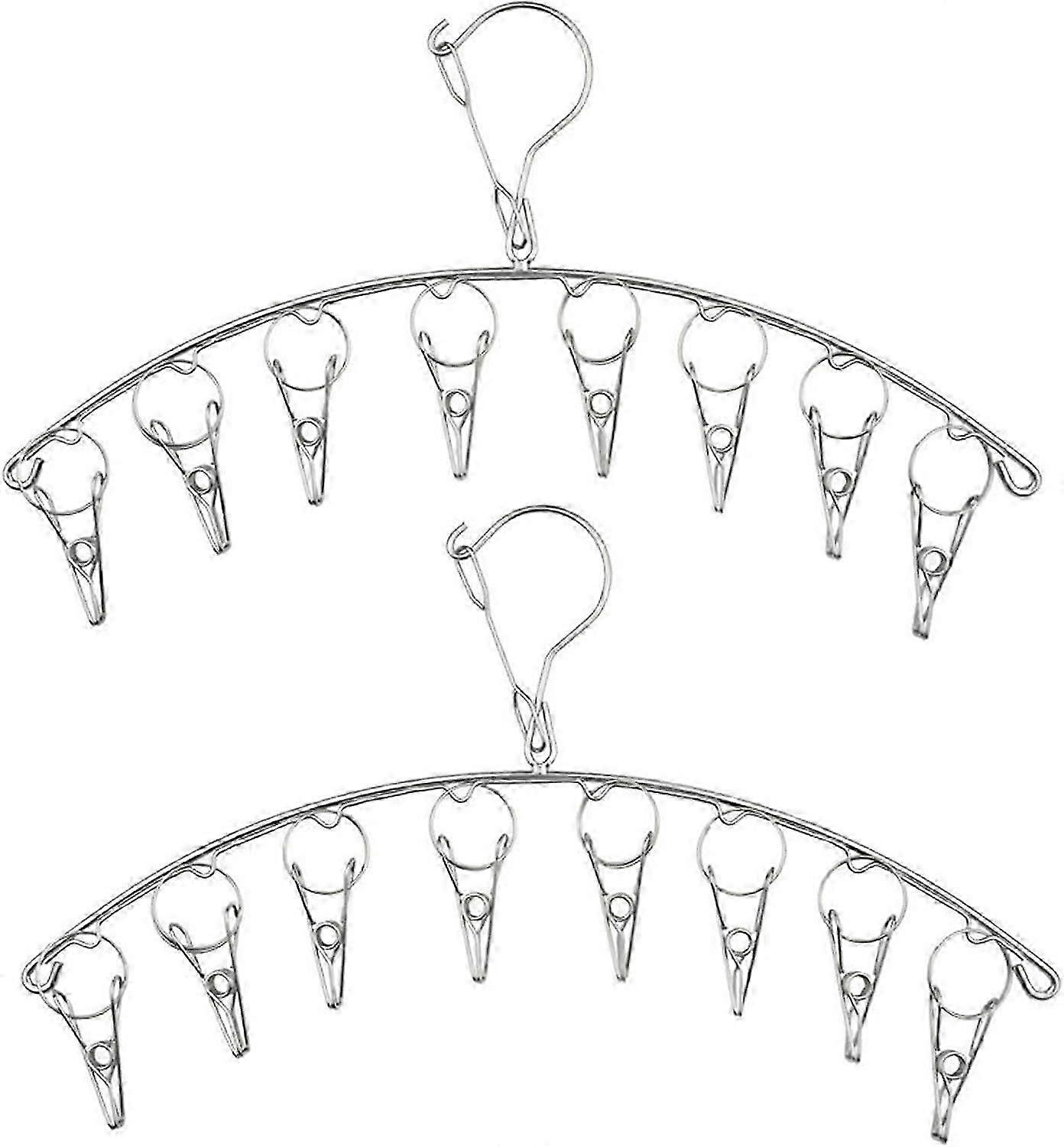 2Pcs Clothes Drying Hanger, Stainless Steel Material, Windproof Design for Small Laundry Items