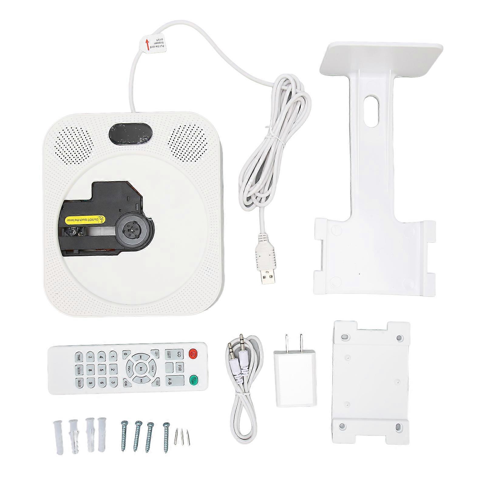 Wall CD Bluetooth5.0 Dual HiFi Speaker FM Radio Wall Mounted Portable CD Player with Remote Control