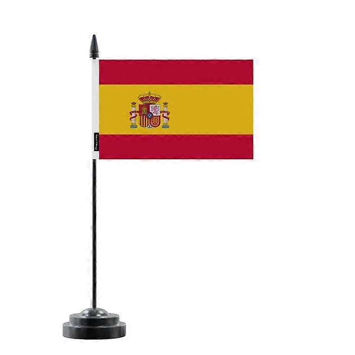 Table Flag - Spain - 14 x 21 cm - Plastic Pole - Double-Sided Print - Multicolor