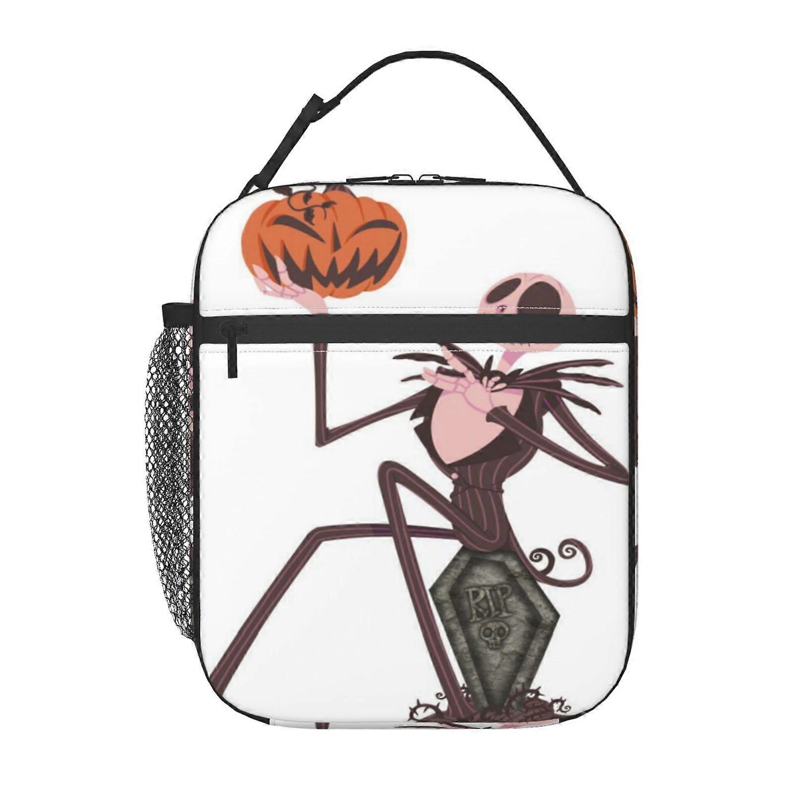 j170 The Nightmare Before Christmas Lunch Boxes Stylish Geometric Print, Insulated Double-Layer Design with Easy-Clean Interior (26x20x12cm) b170