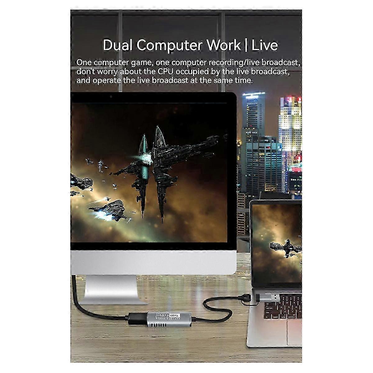 1080P 60Hz Recording 4K HD Source to USB/Type-C 2in1 Video Capture Card for Laptop PC Camera Live Streaming