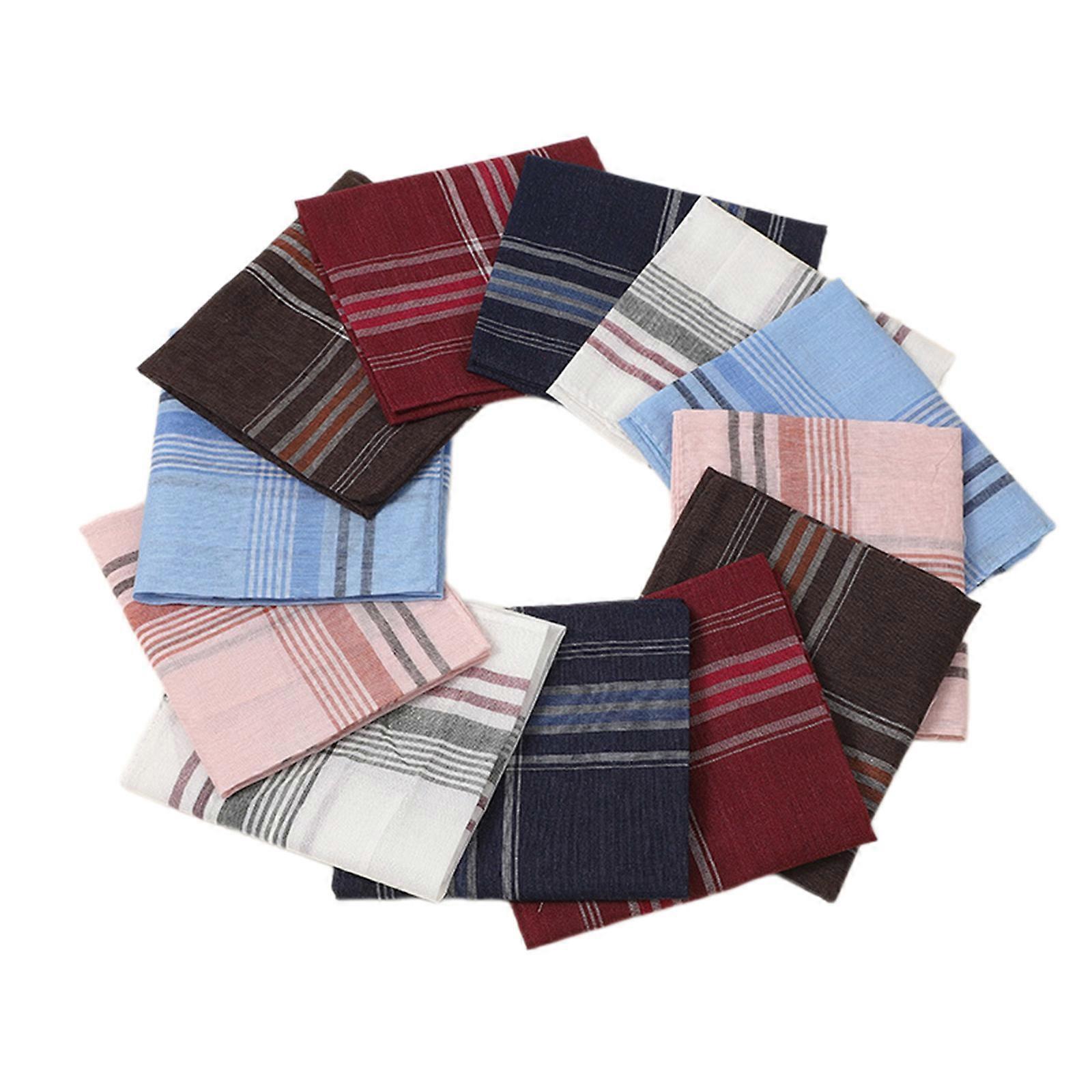 Pack of 12 28x28cm Striped Pattern Handkerchief for Male Gentleman Practical Handkerchief Gentleman Handkerchief