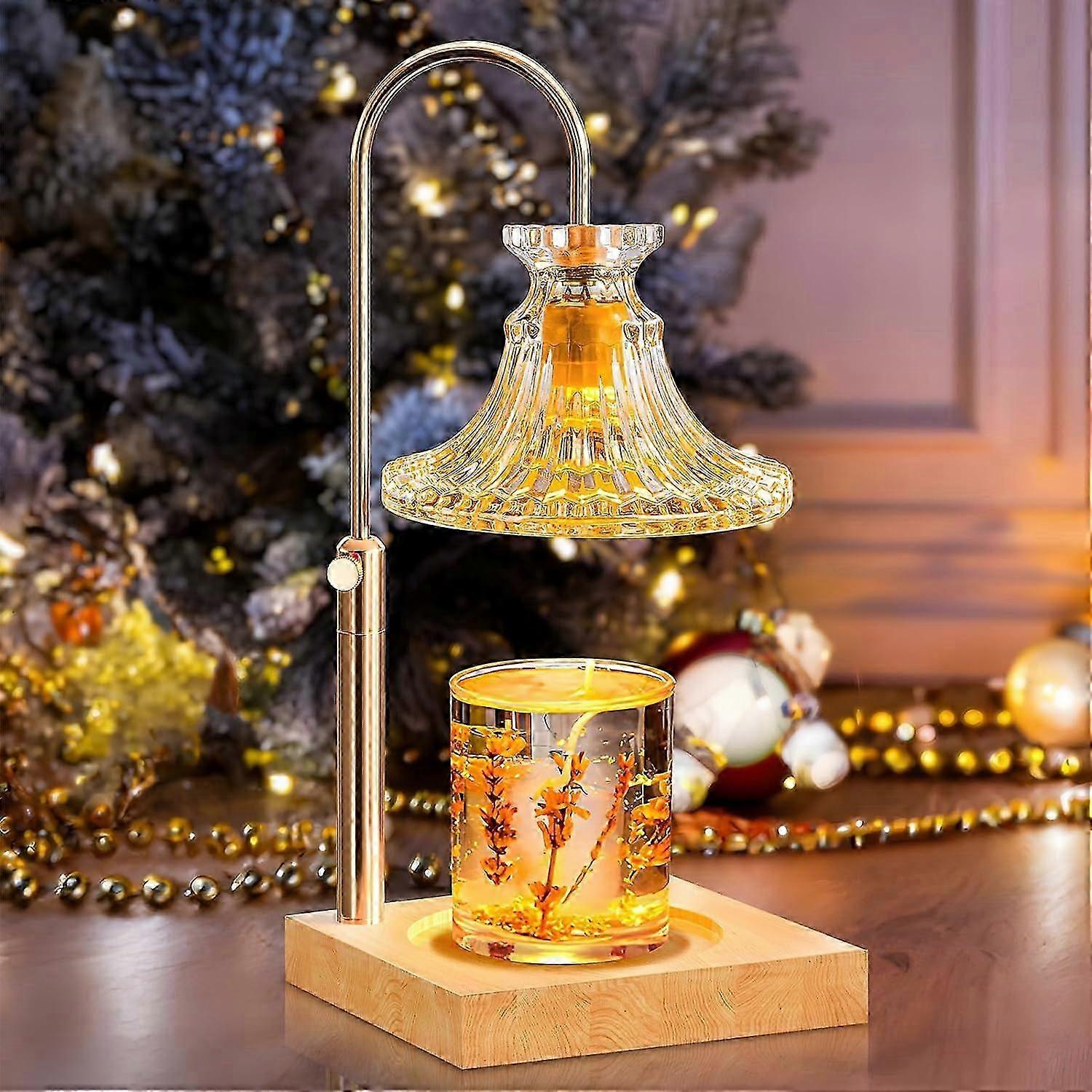 Candle Warmer, Electric Candle Warmer Lamp With Timer Dimmer, Height Adjustable Candle Lamp For Jar Candles, Glass Candle Wax Warmer With 2 Bulbs, W