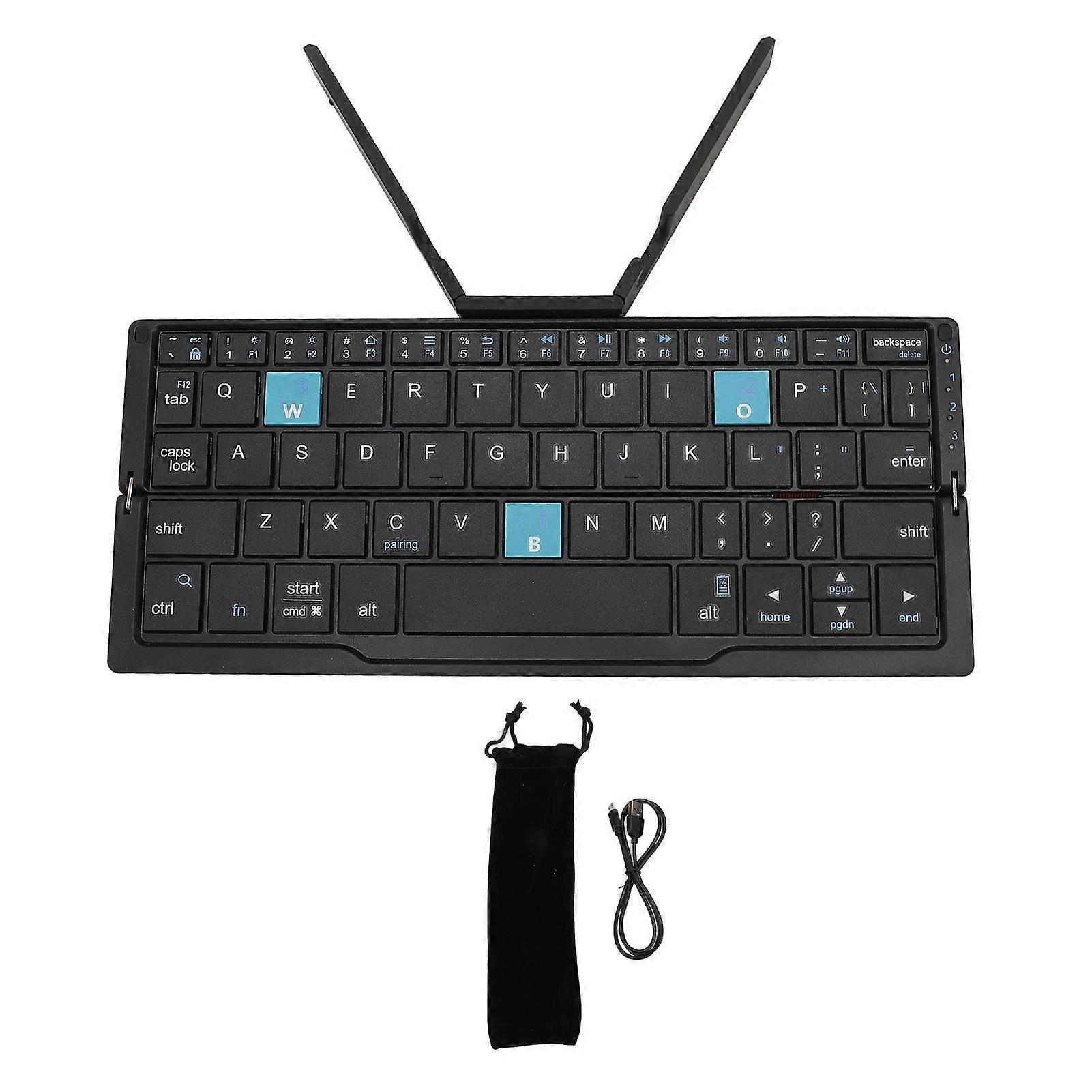 Dark Gray Portable Bluetooth Folding Keyboard: Rechargeable, Multi-Device for Android & More