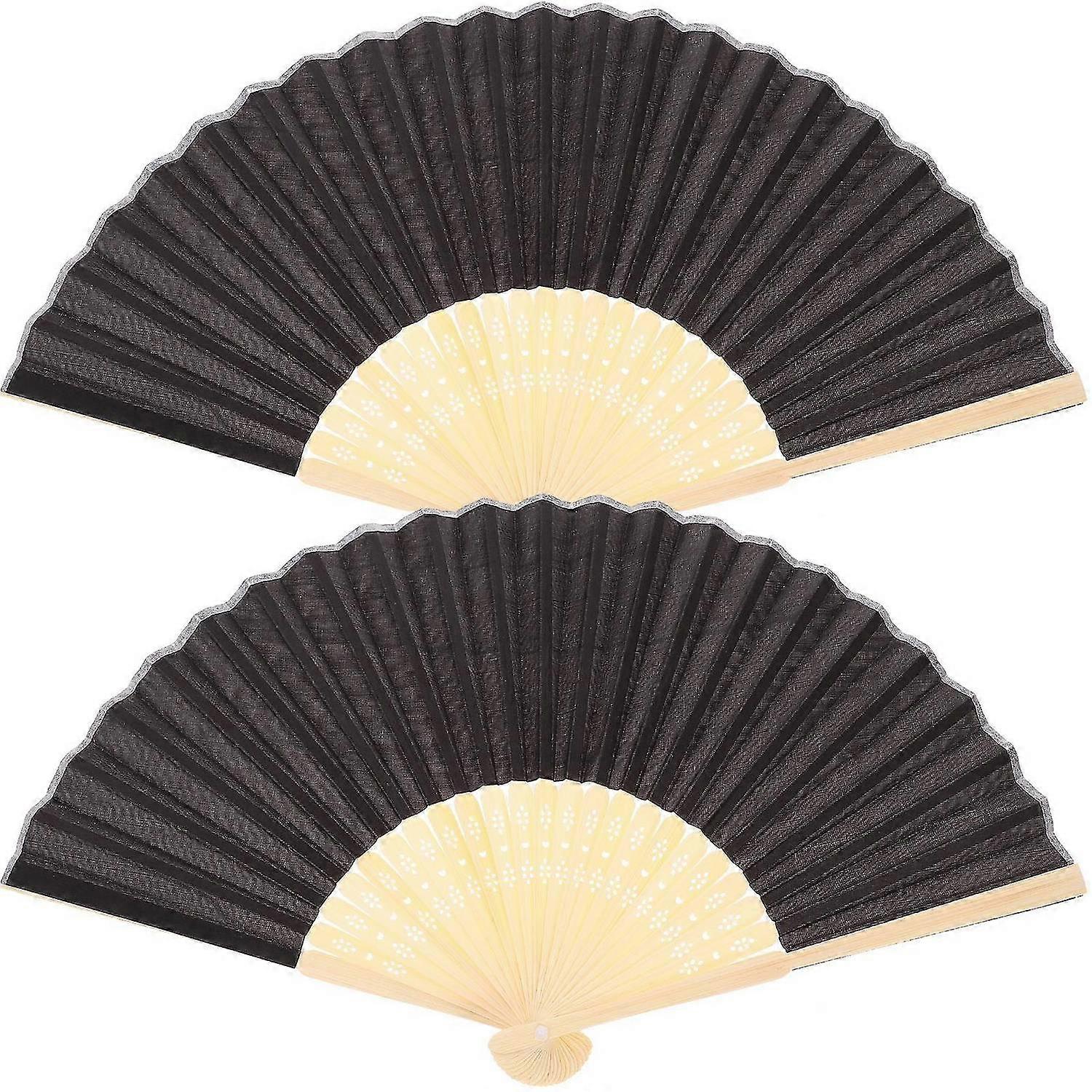 2pcs Folding Hand Fan for Women Foldable Japanese Vintage Fan Dancing Fan Bag