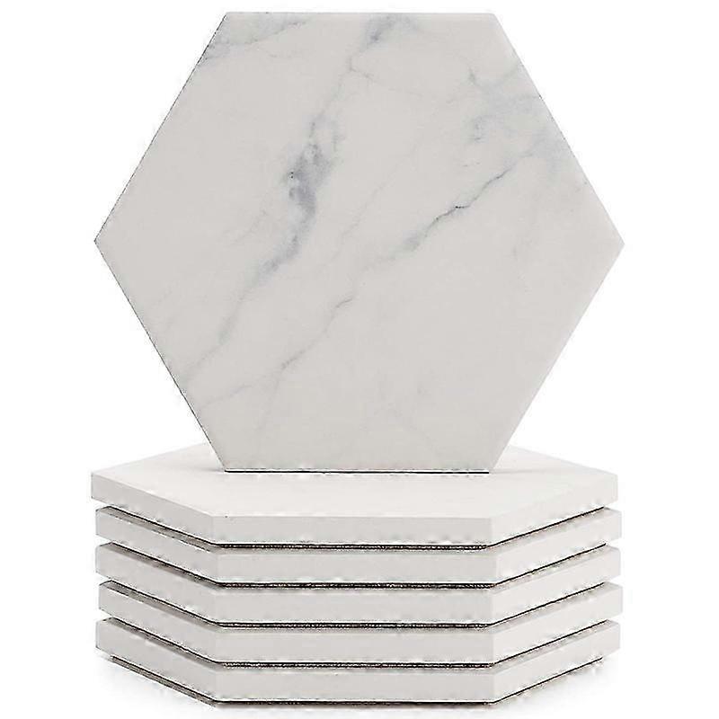 Marble Pattern Absorbent Ceramic Coaster with Cork to Prevent Furniture From Staining and Overflowi