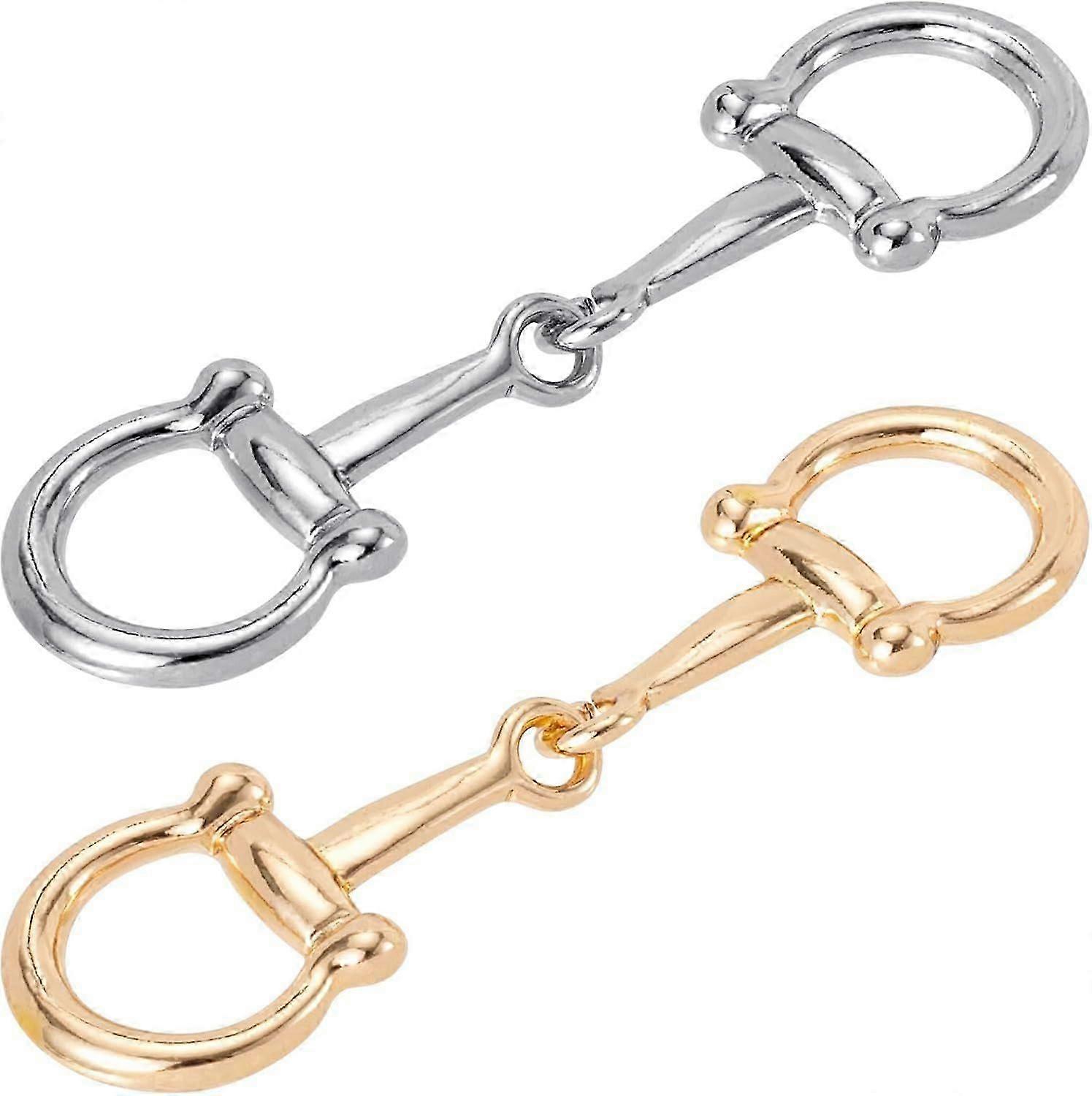 2 قطعة مشبك وشاح حريري Horsebit ، خواتم وشاح معدنية ، مشبك حصان ، خاتم وشاح بسيط للنساء (ذهبي + فضي)
