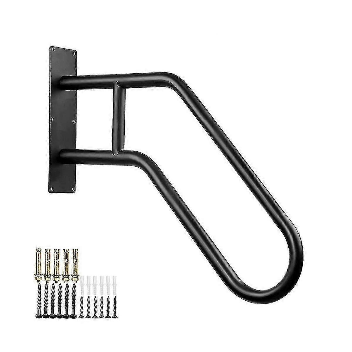 Secure Pipe Stair Handrails for Wall Mount - Indoor & Outdoor Black Iron Staircase Rails