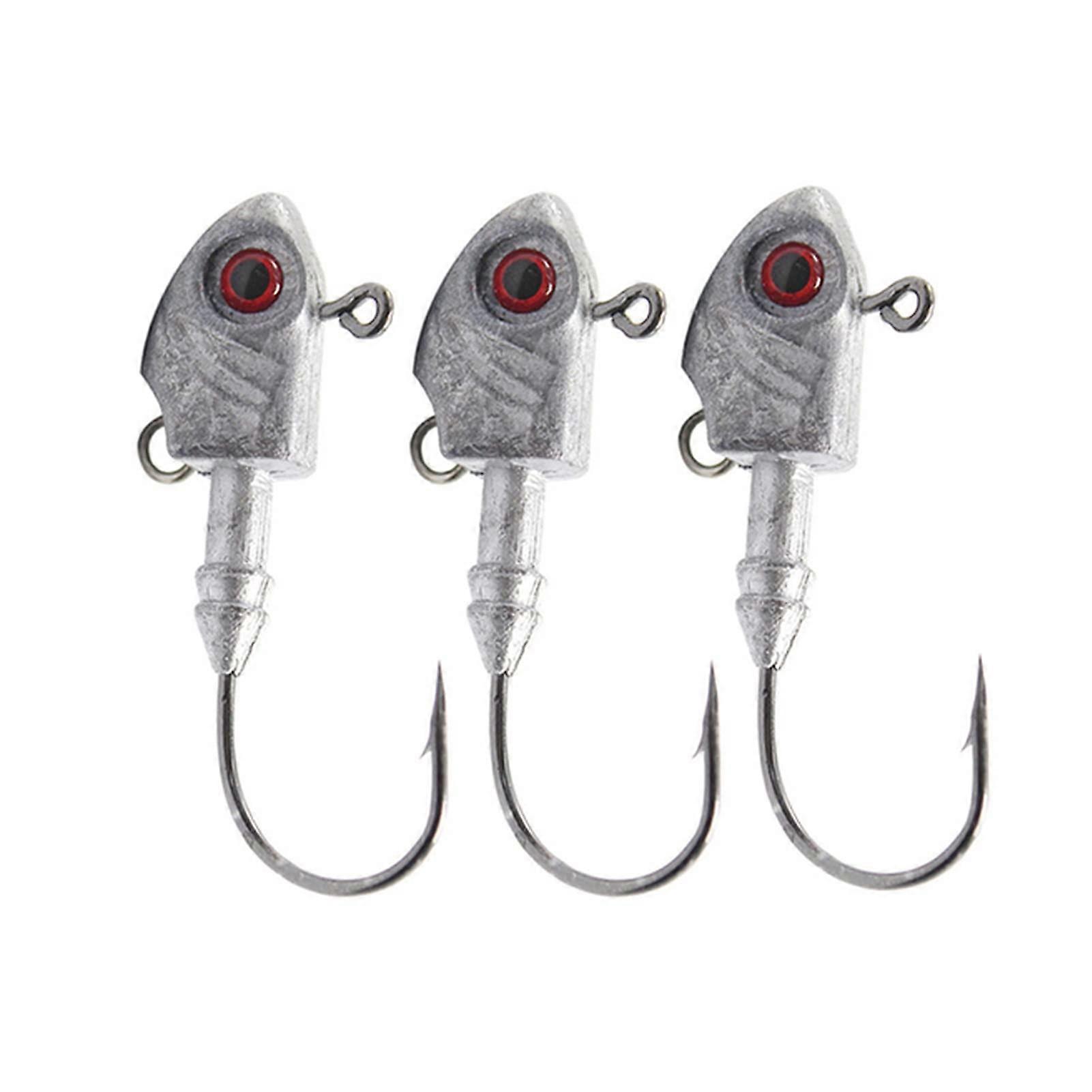 Angelhaken 3 Stücke Jig Fischkopfhaken Edelstahl 20g 14g 10g 7g 3D Angelgerät Thkfish Angelhaken Silber 3PCS