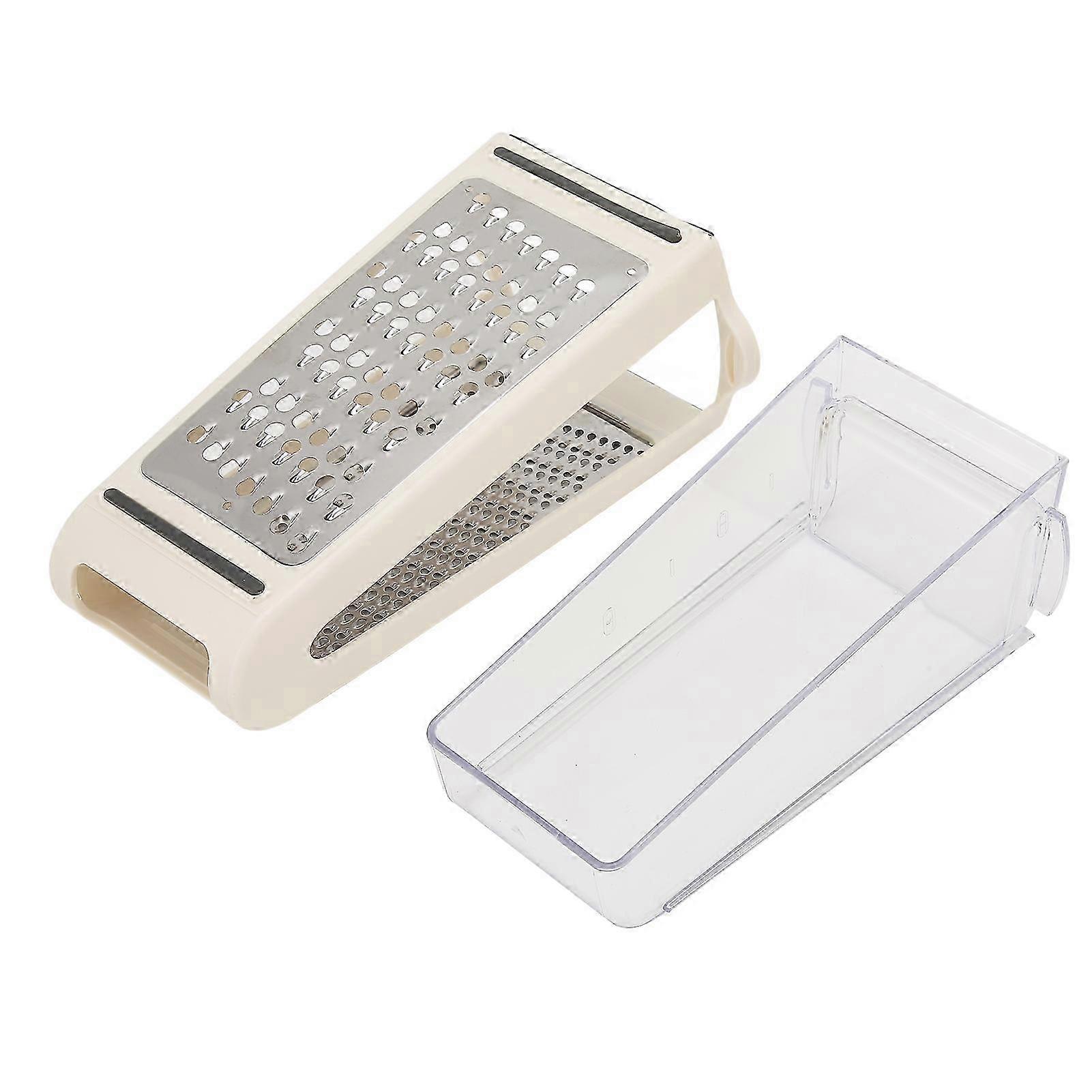 Double Sided Cheese Grater with Removable Container - White Kitchen Shredder
