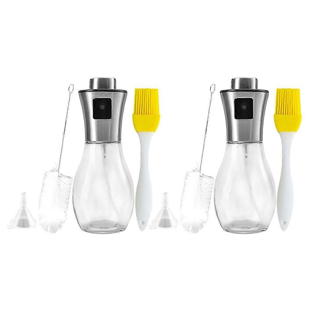 Oil Spraying Bottle Storage Container For Home Kitchen Practical Design 16.8x7x7cm Glass Easy Cleaning 2Sets