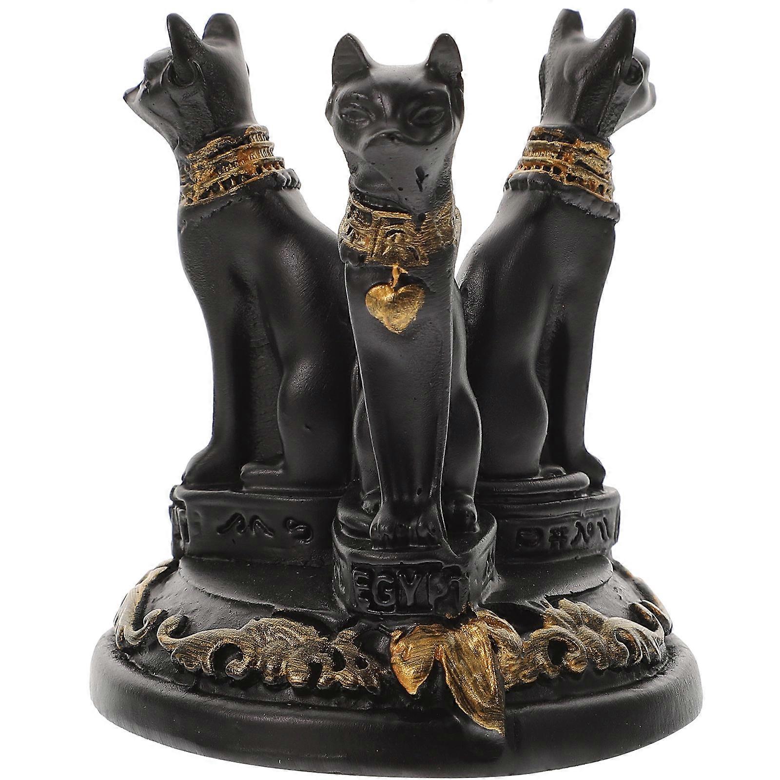 Resin Cat Figurine Decor Cats Resin Statue Sacrificial Altar Ornament Collectors Antique Style 3.14X2.75X2.75IN 1Pcs