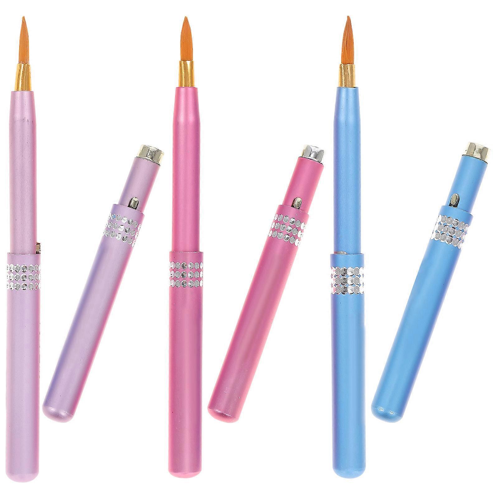 Mini Retractable Lip Brush Portable Metal Fiber Home Use 6Pcs