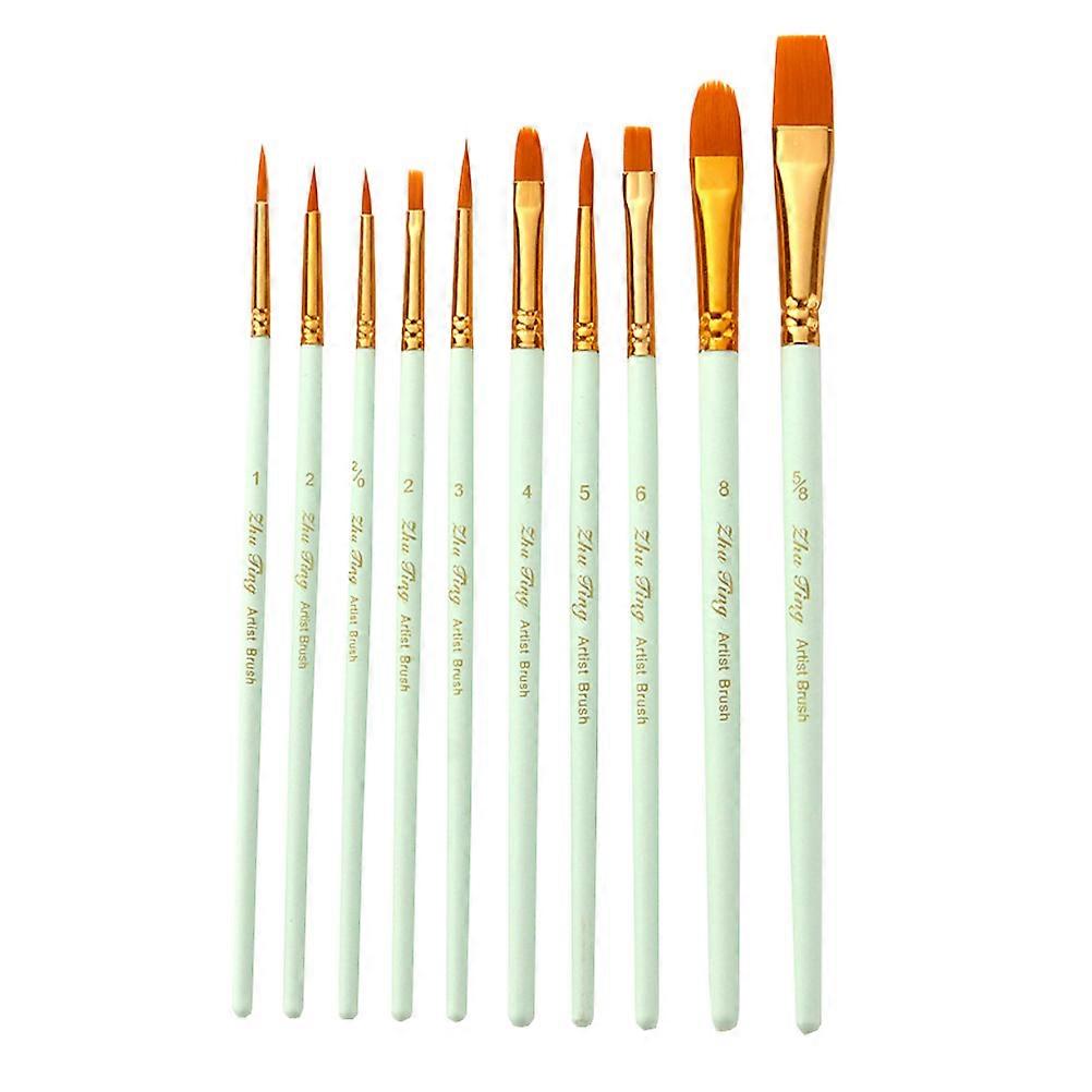 Wood Handle Paint Brush with Premium Nylon Tips and Copper Tube Interface for Painting Use Light Green