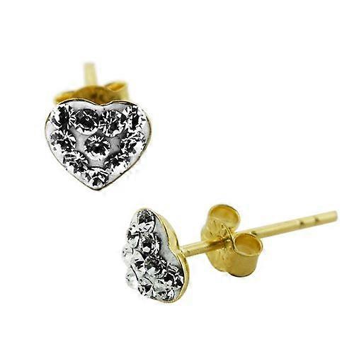 9K Gold Multi Jewelled Heart Ear Stud