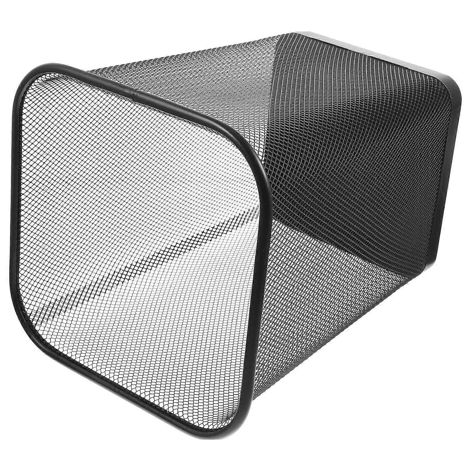 Waste Basket Trash Bin For Dorm Study Garage Iron Odor Prevention Sleek Simplicity Black 10.2x8.9x8.9in 1Pack