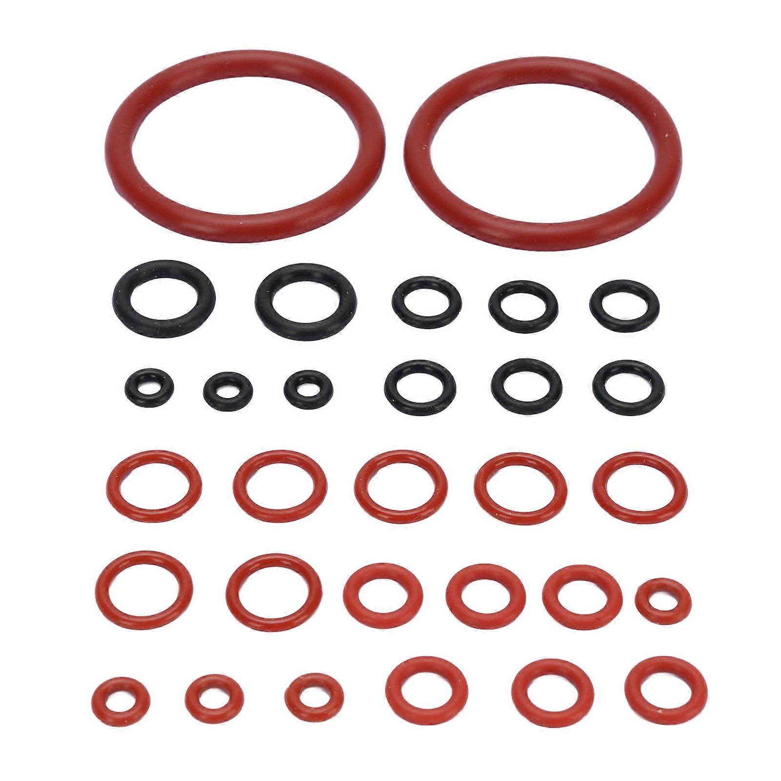 Coffee Machine O-Ring Kit, Large and Small Size Silicone Gaskets for Coffee Machine, Black and Red, 30 Pieces
