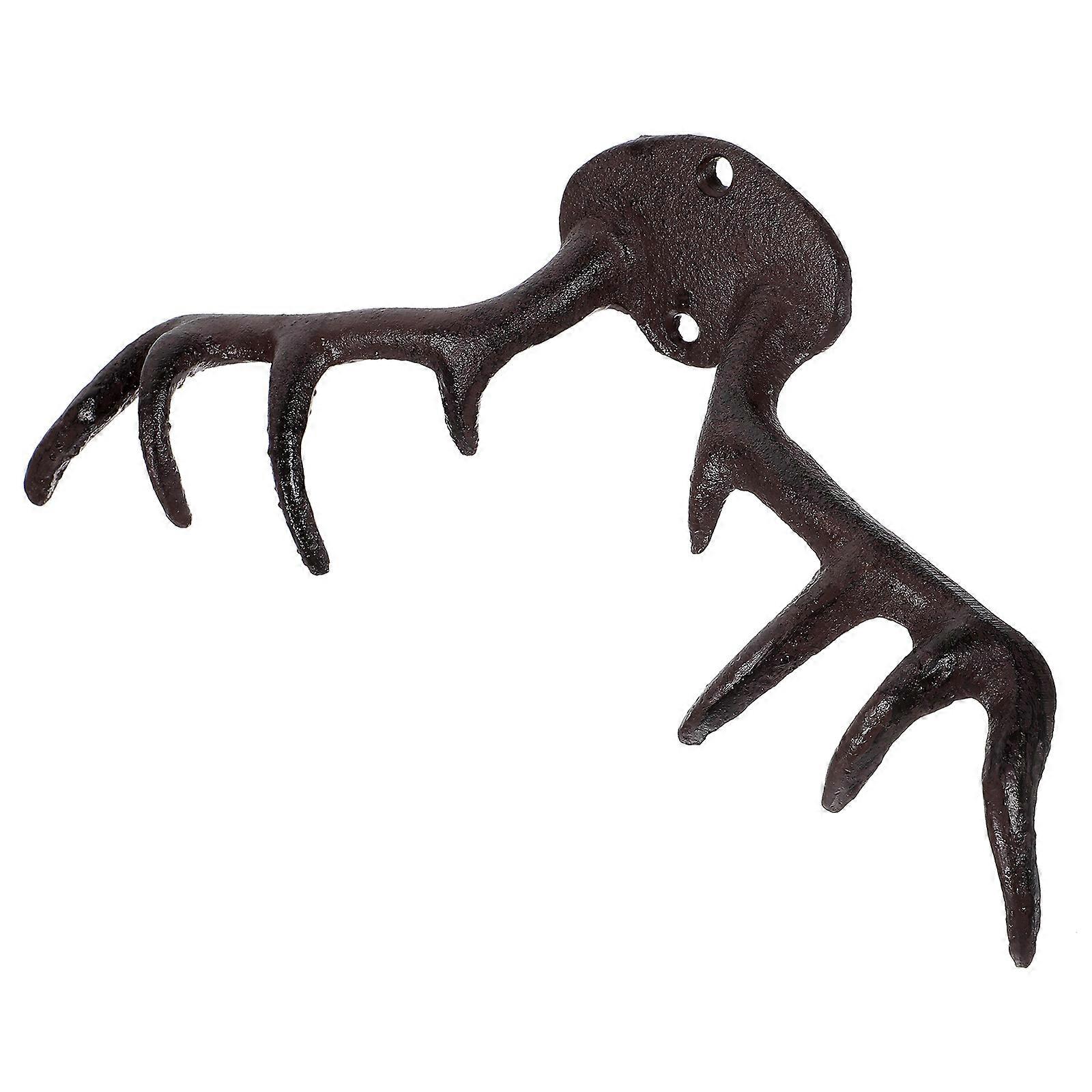 Retro Style Cast Iron Wall Hook with Antler Design – Heavy Duty Decorative Coat and Hat Hanger for Home, Garden or Hallway – Rustic and Artistic