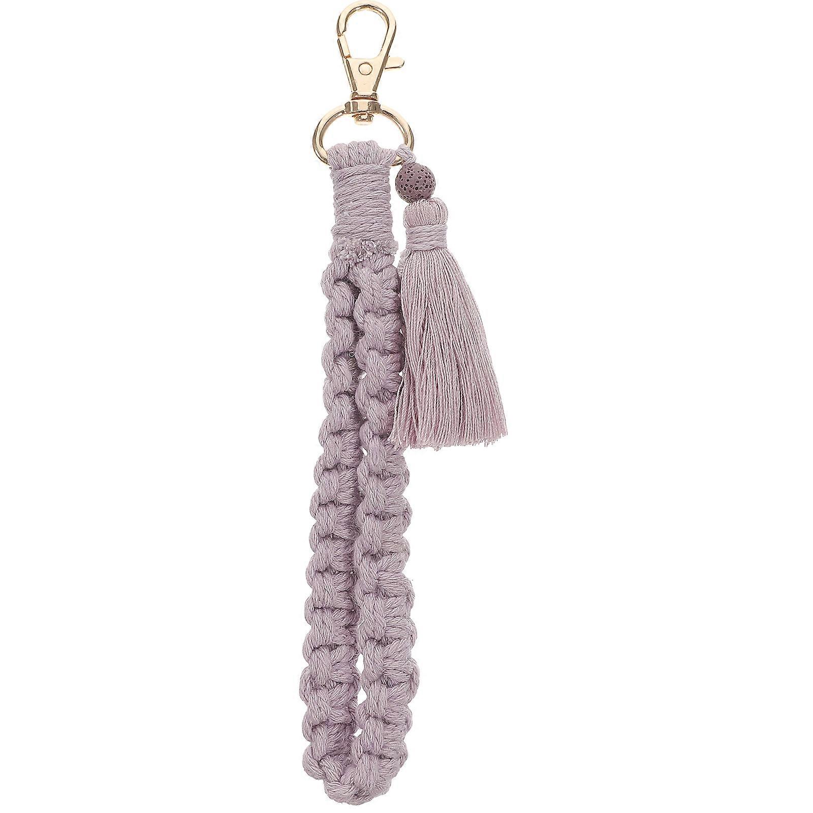 Unique Macrame Keyring Wrist Strap Prevent Lost Bag Decoration Cotton Rope Zinc Alloy Volcanic Stone 1 Piece