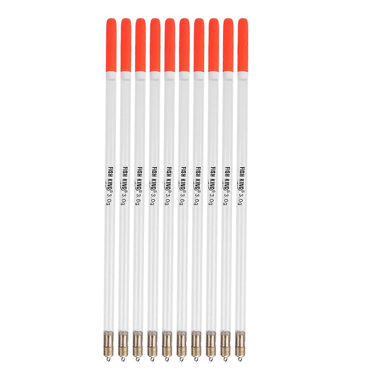 10 pcs Durable Plastic Fishing Floats Bobber Stick Tube Multi Purpose Fish Feed Baits Accessories Kit(3.0 transparent )