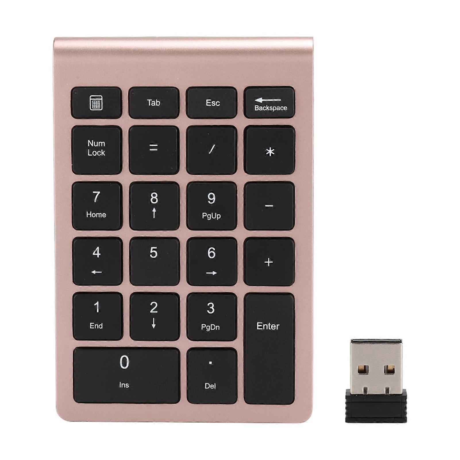 Mini clavier numérique sans fil USB 2.4G RF304 22 touches avec récepteur, or rose