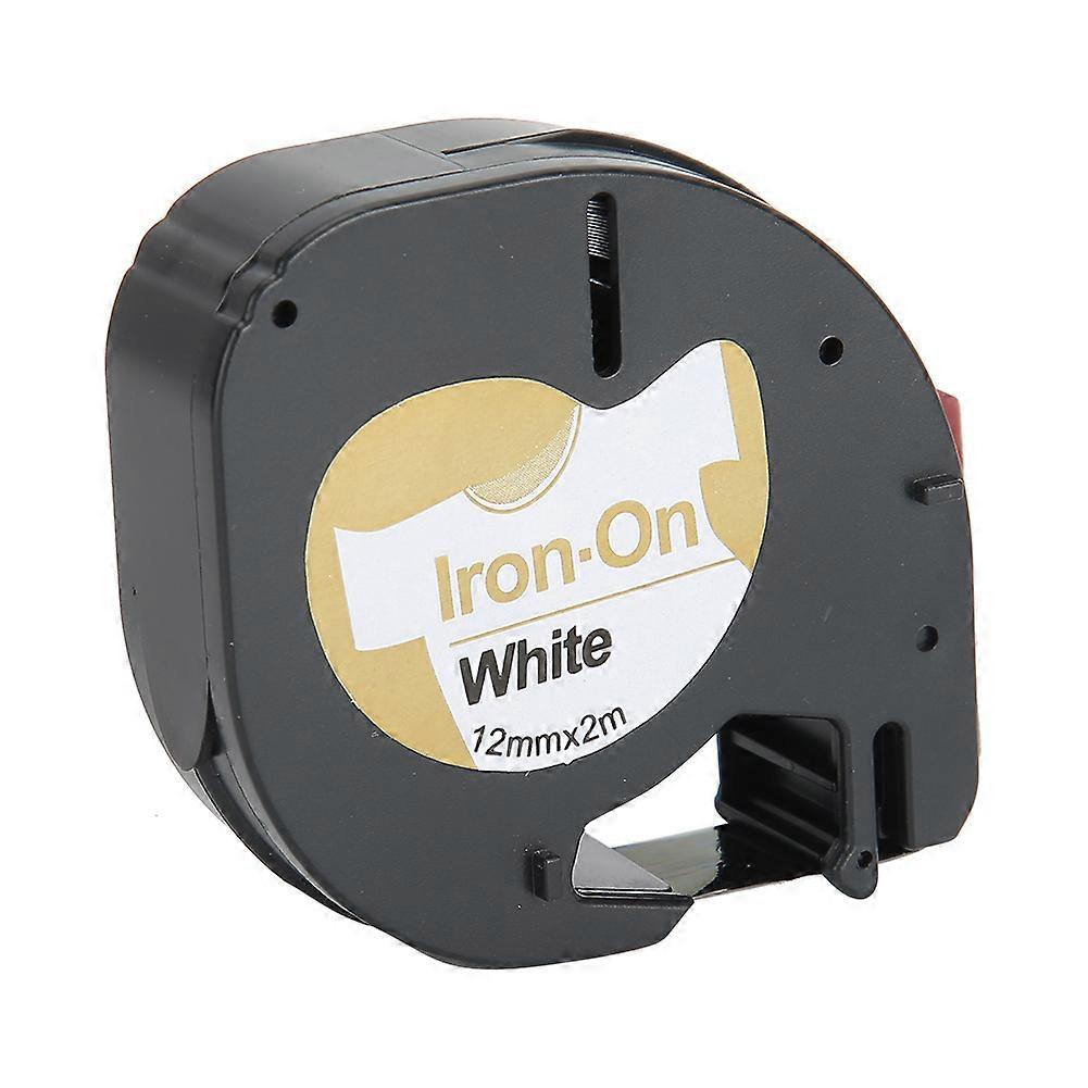 Black on White Iron-On Label Tape for Dymo Label Maker 12mm x 2 Meters