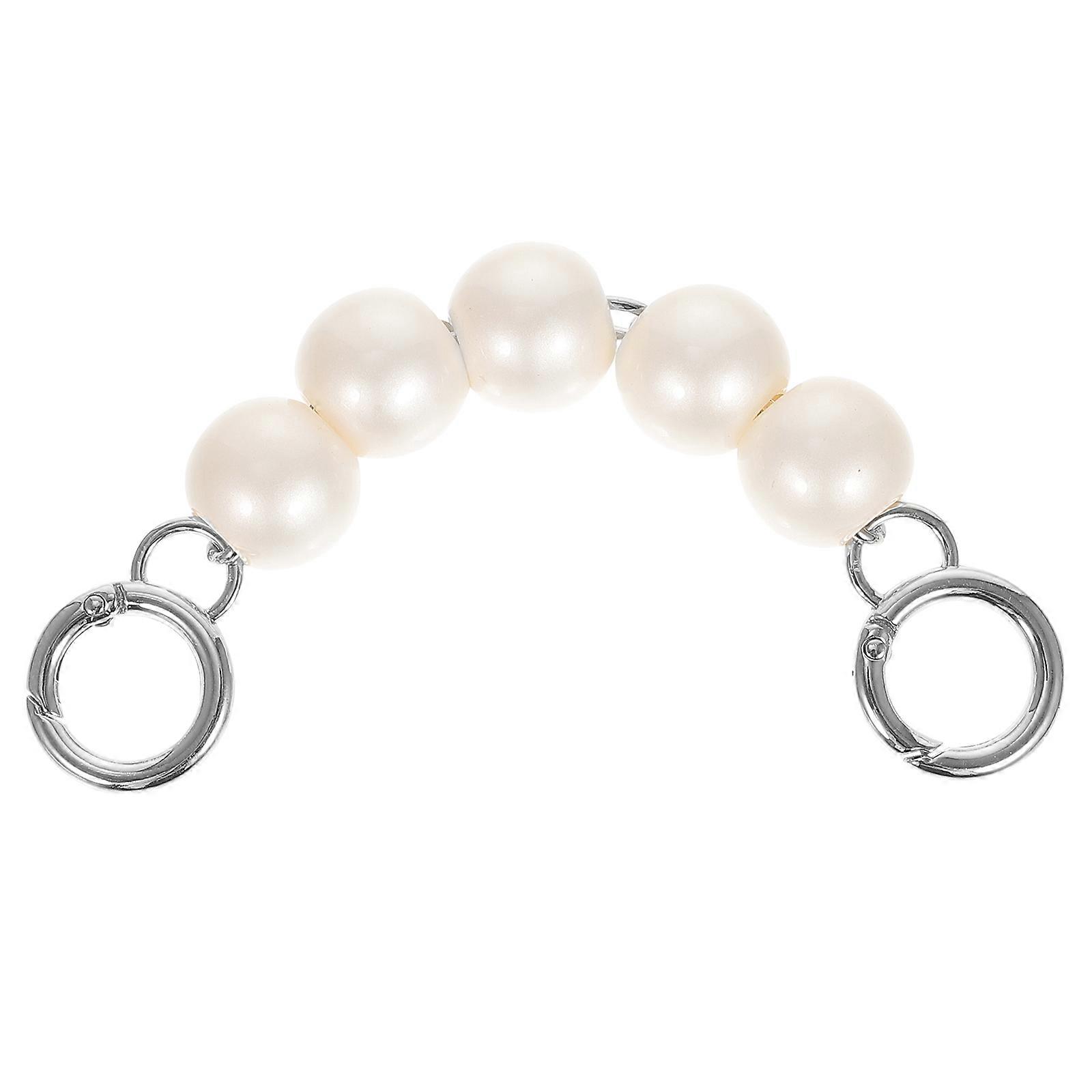 Diy Adjustable Shoulder Strap Bag Extension Chain Pearl Handbag Decorative For Daily Use 15X1.8CM White Color 1Pack