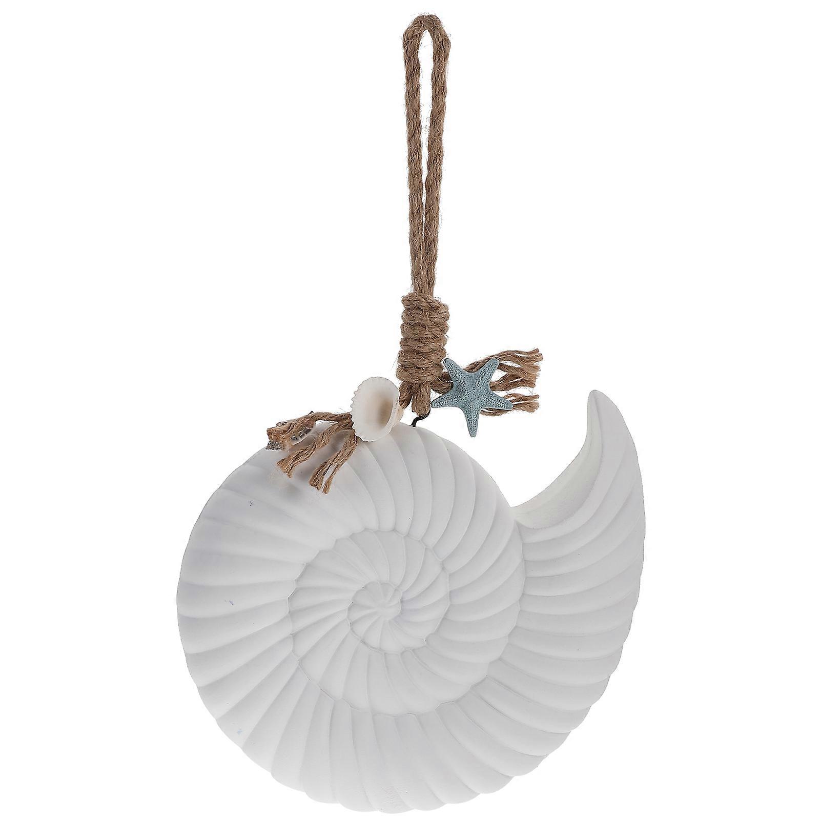 Conch Pendant Decorations Seashell Nautical Theme Coastal Home Wall Hanging White Wood
