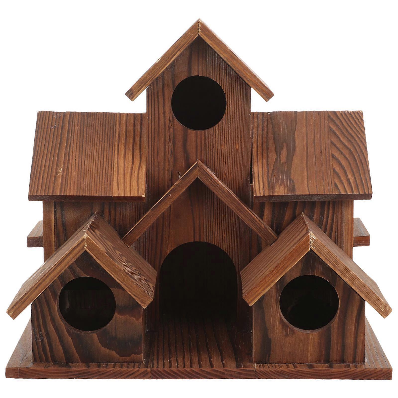 Bird House Hanging Wooden Bird House Predator Hideaway Garden Simple and Elegant Pine Wood 7.9X5.7X5.1in 1Pack