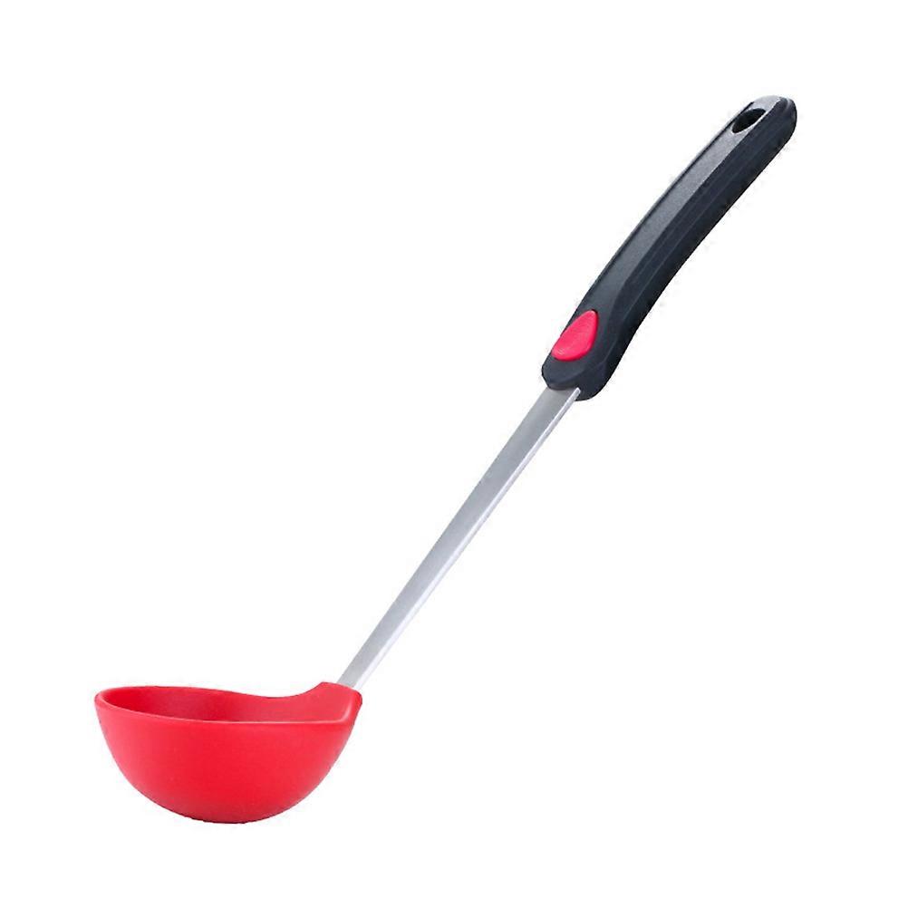 Silicone Soup Ladle with Long Handle Heat Resistant Cooking Scoop for Serving, Mixing, and Portioning Ergonomic Kitchen Utensil for Home and