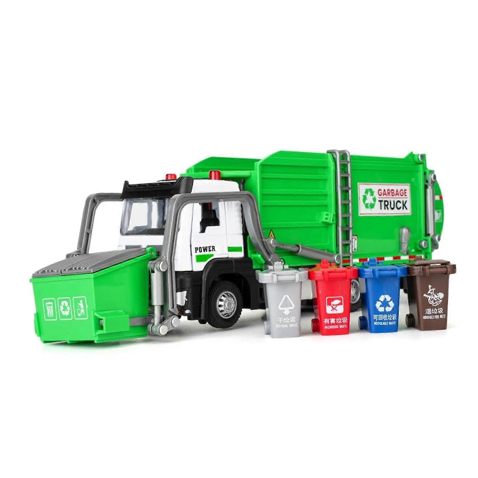 Miniature Models 1:32 Scale City Garbage Collection Truck Toy with Sound and Light, Rubbish Sorting Vehicle Replica