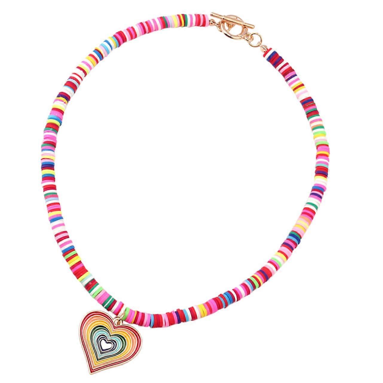 Heart Pendant Necklace Gradient Color Pearl Bead With Heart Design For Everyday Wear And Special Occasions