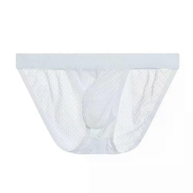 Men's Sexy Brief Underwear Mesh Breath Gay Low-rise U Convex Pouch Mankini High Fork Elastic Comfort Cool Feel Quick Dry Panties