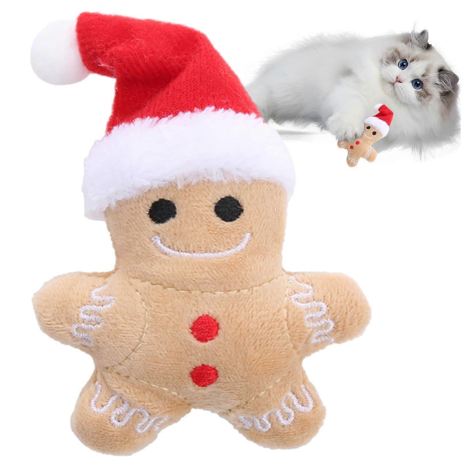Gingerbread Cat Toy Portable Stuffed Gingerbread Man Catnip Toy Christmas Cat Bite Toy Reduces Boredom And Discomfort