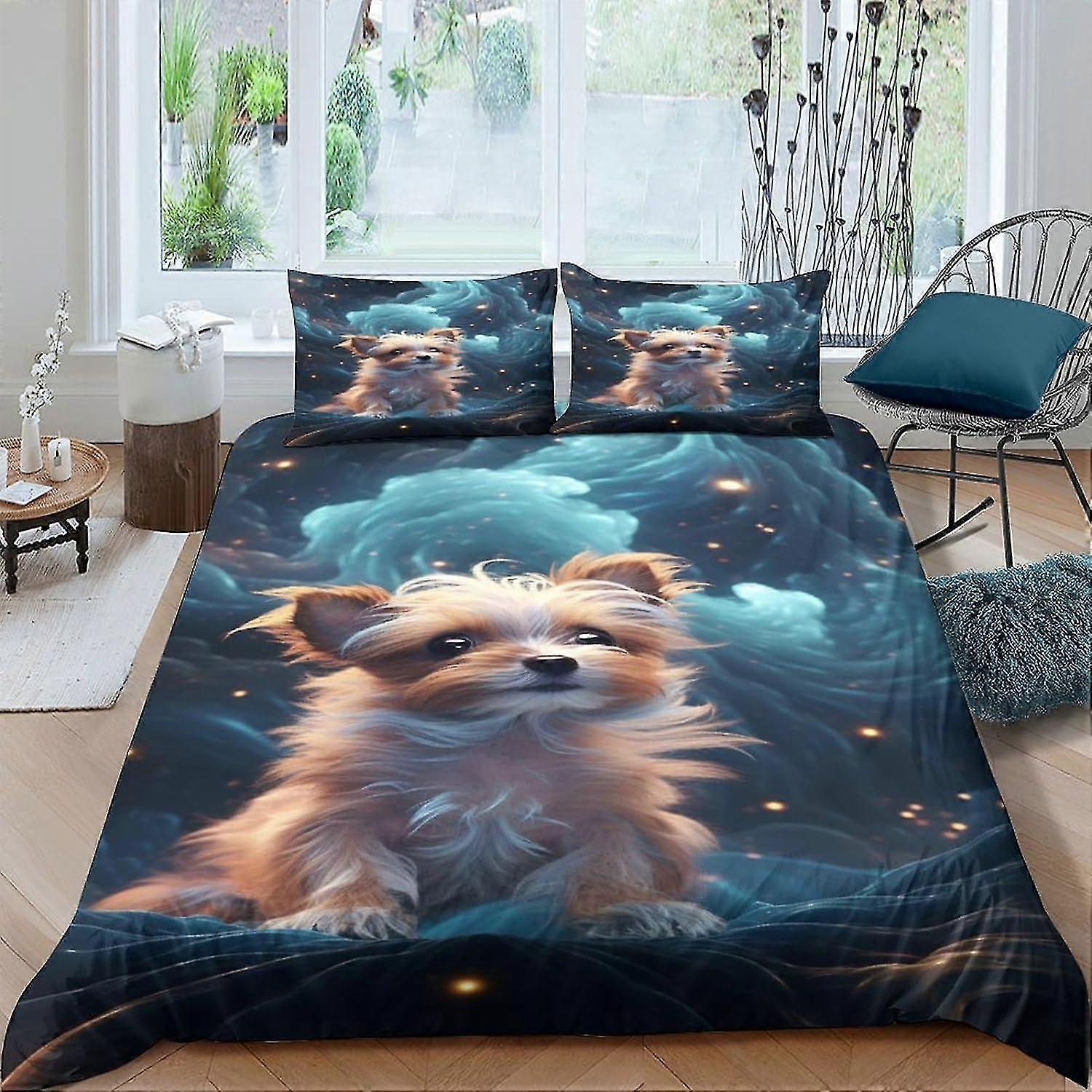 Conjunto de Capa de Edredom para Cães Conjunto de Cama Branco com Fecho de Zíper, Também como Capa de Edredom para Crianças Adolescentes Adultos 3 Peças Duplo