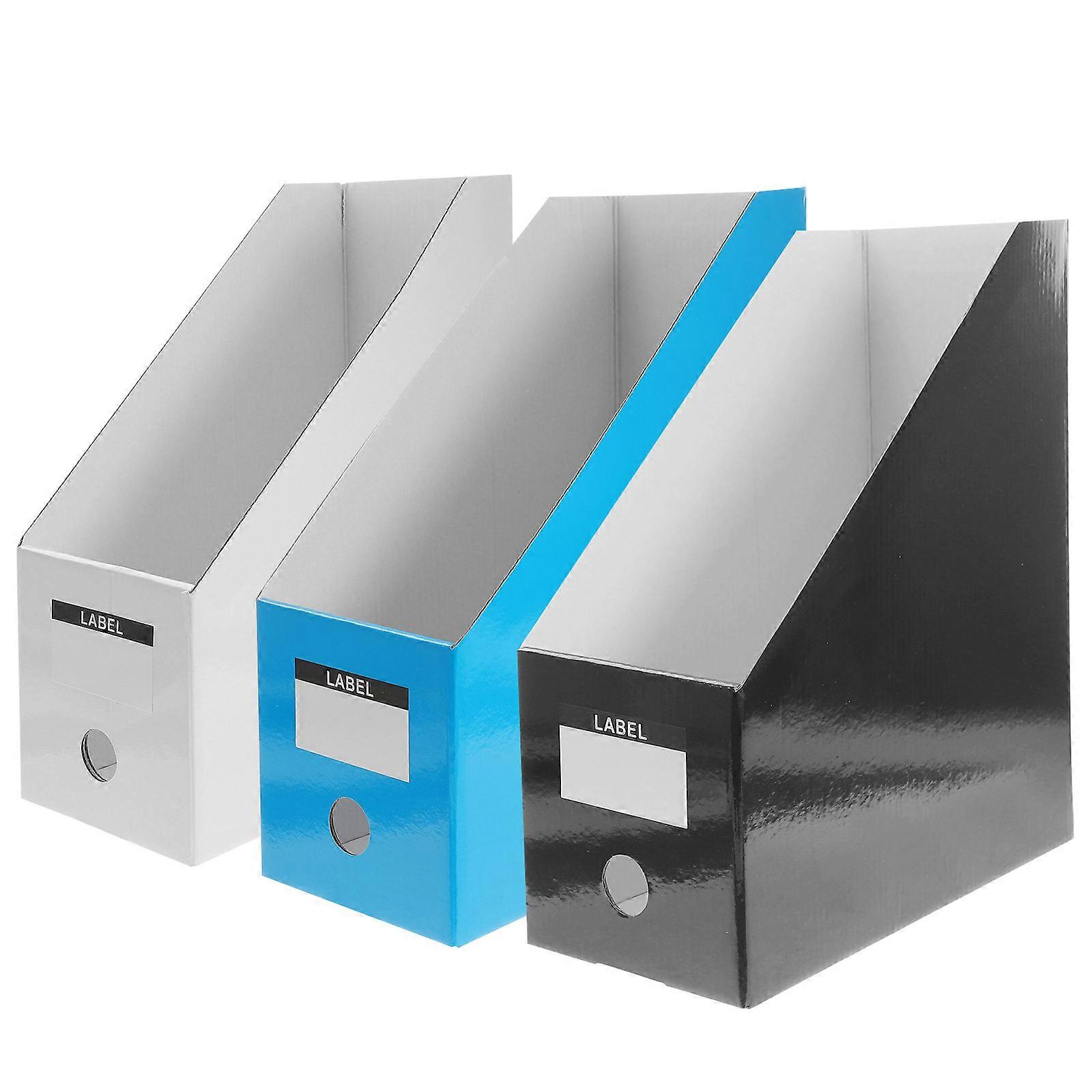 Office Paper Organizer Document Storage Desk Tidying White 30x26x12cm 3Pcs